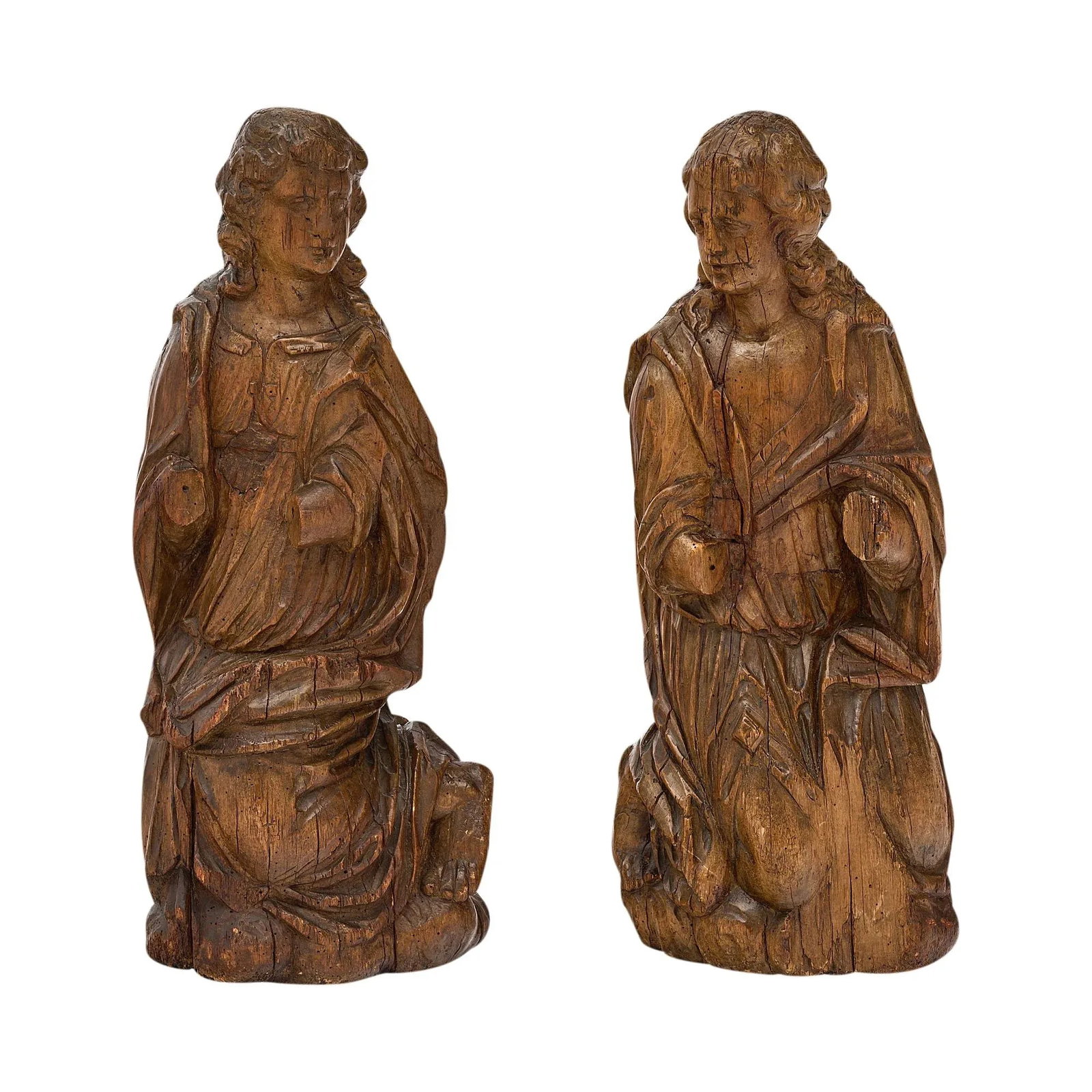 French Antique Oak Statues - Set of 2 - 10