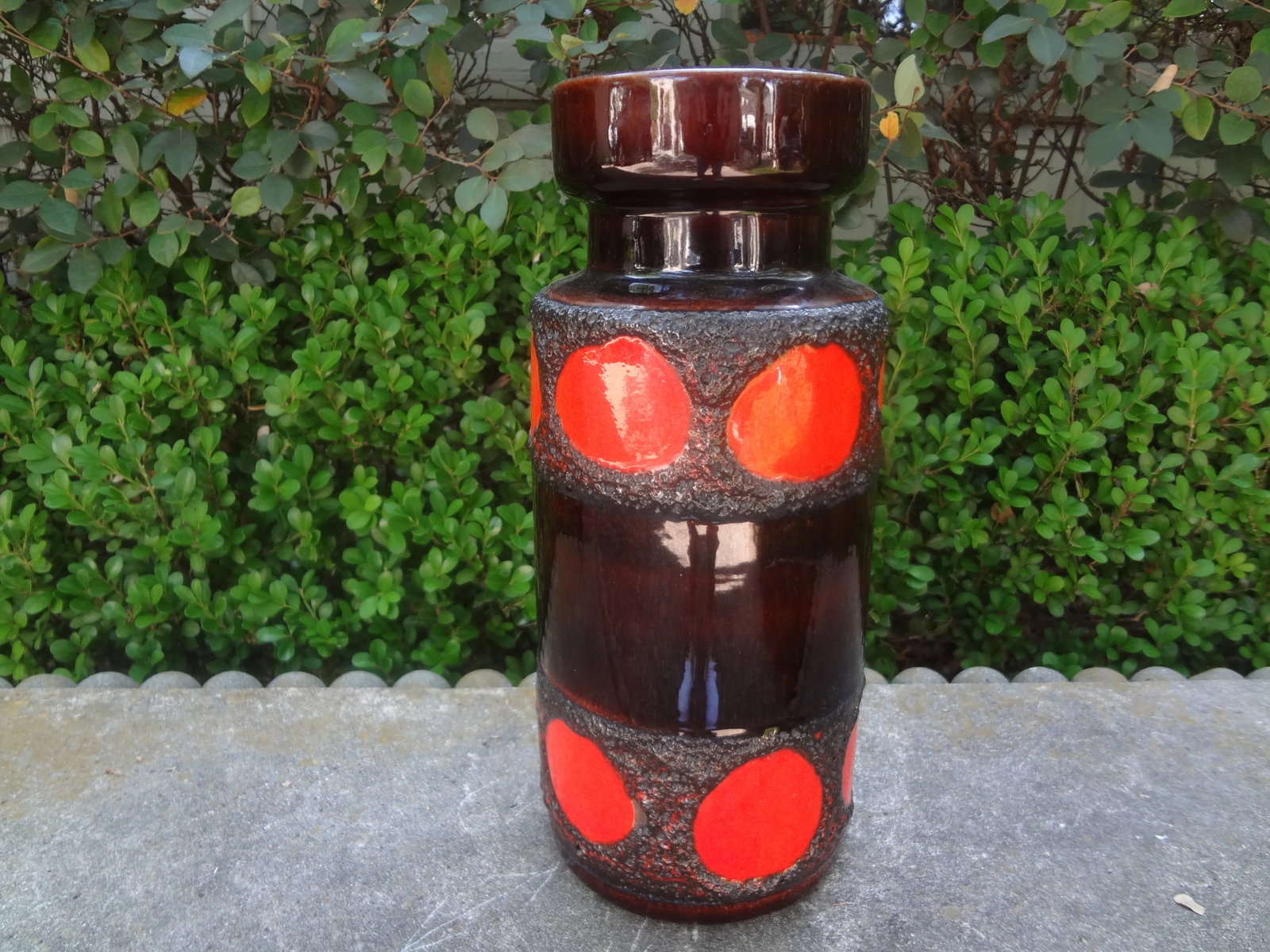 1960s West German Glazed Pottery Vase With Geometric Design - 2