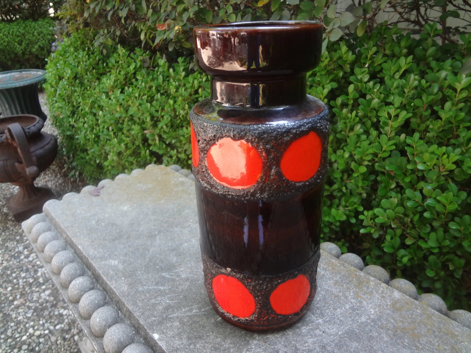 1960s West German Glazed Pottery Vase With Geometric Design - 3