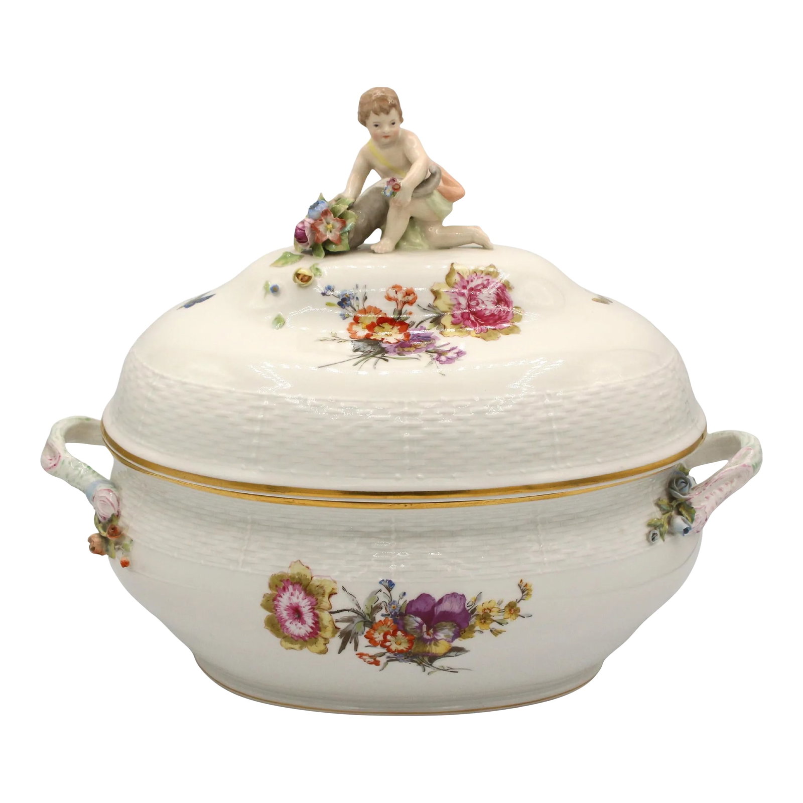 Late 19th Century Covered Porcelain Tureen by Kpm: Late 19th century porcelain covered tureen by KPM, German. Königliche Porzellan Manufaktur (Royal Porcelain Factory), the oldest porcelaine producer in Berlin. Hand painted floral sprays &