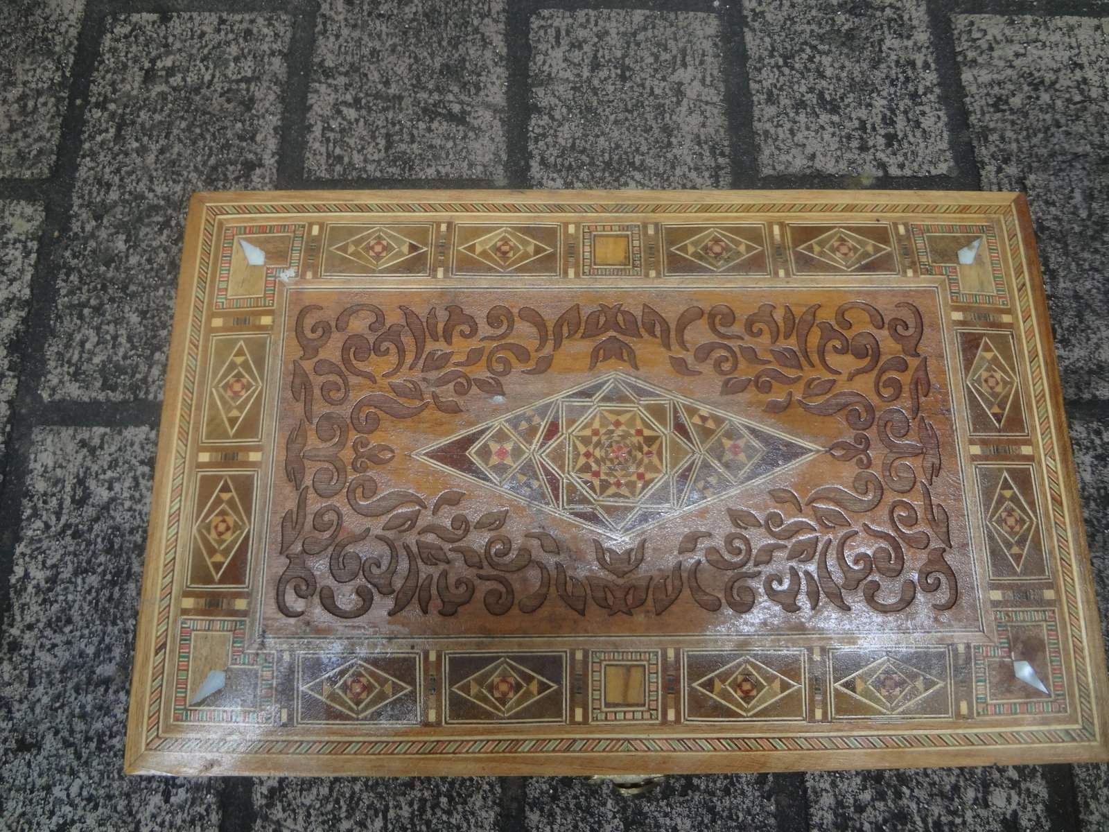 Mid 20th Century Vintage Rectangular Moroccan Inlaid Decorative Box - 3