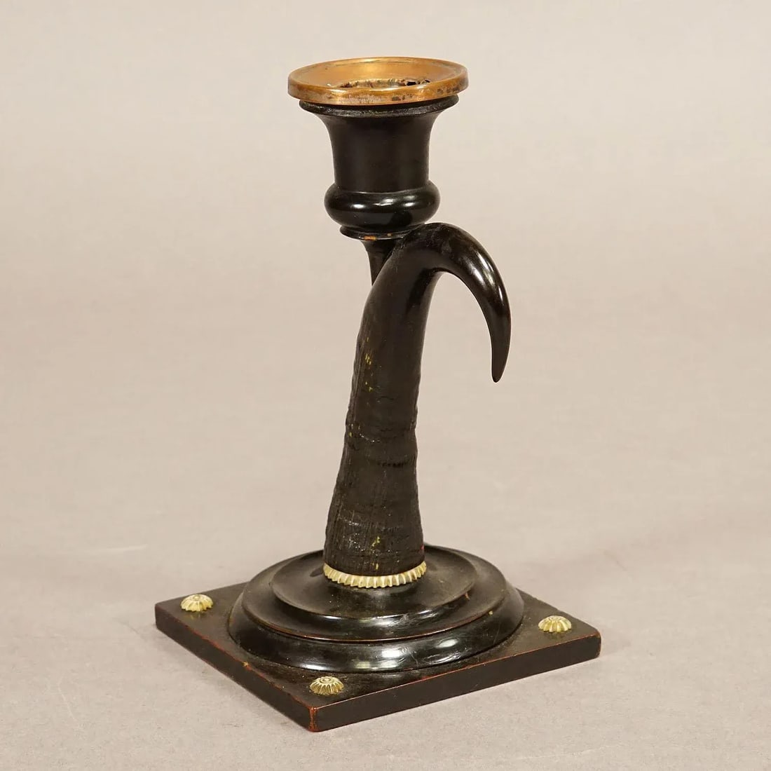 Antique Candle Stick With Real Chamois Horn, 19th Century - 5