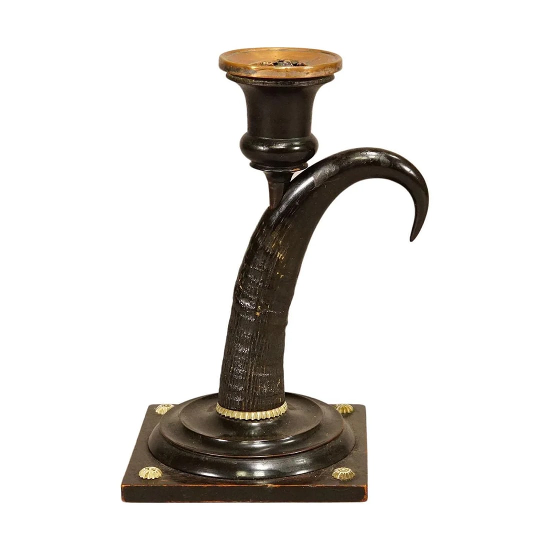 Antique Candle Stick With Real Chamois Horn, 19th Century - 9
