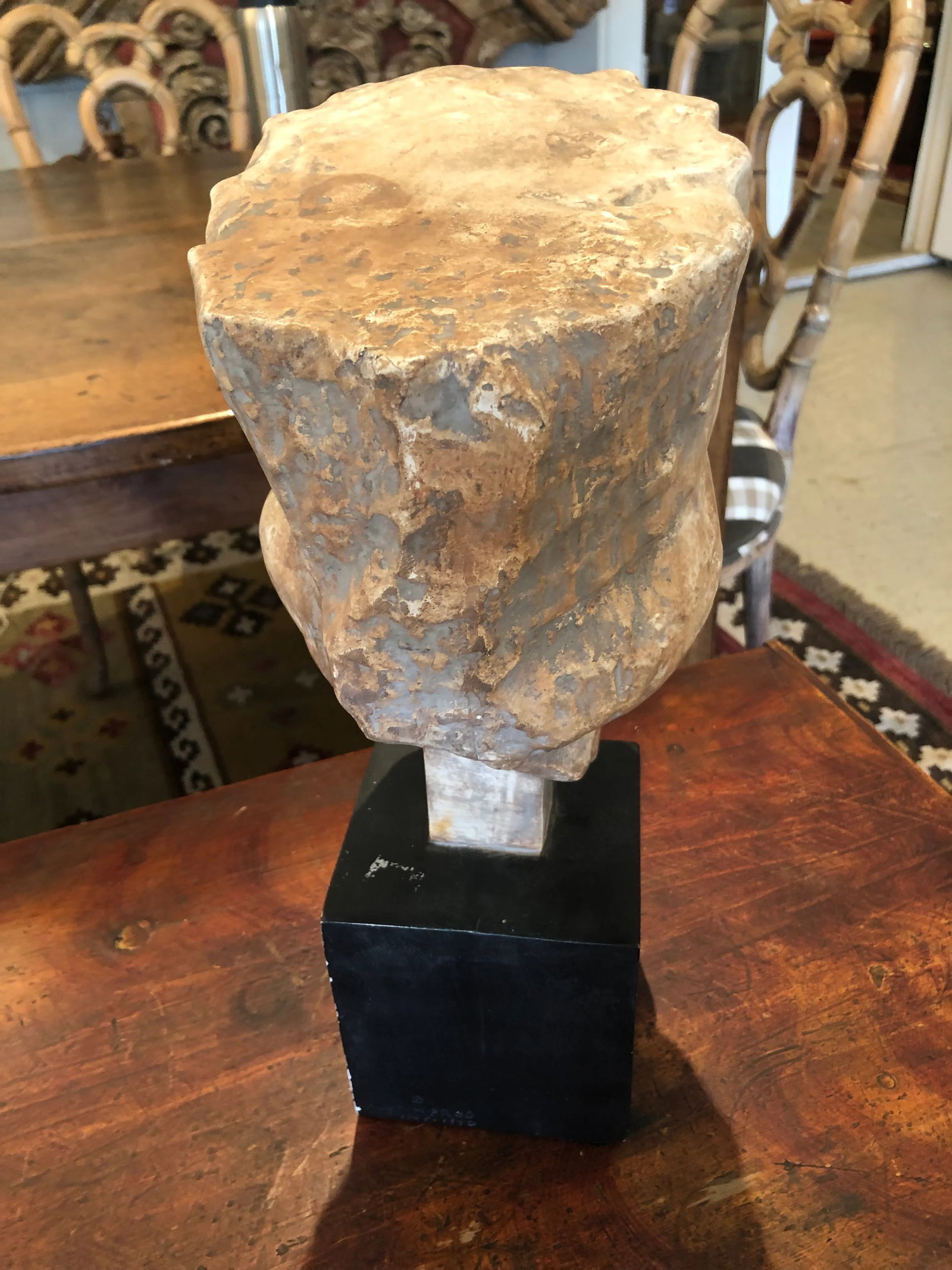 Striking Female Bust of Saint or Princess on Black Cube - 5