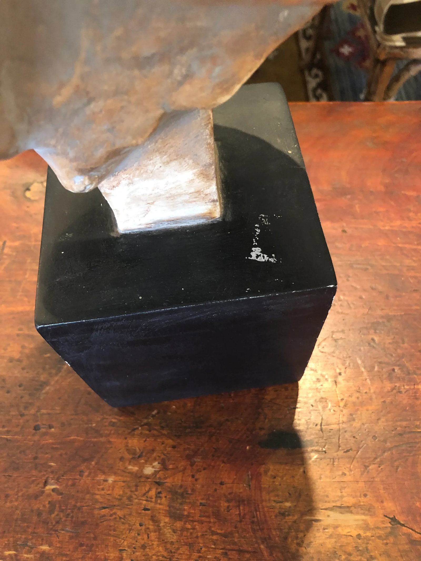 Striking Female Bust of Saint or Princess on Black Cube - 9