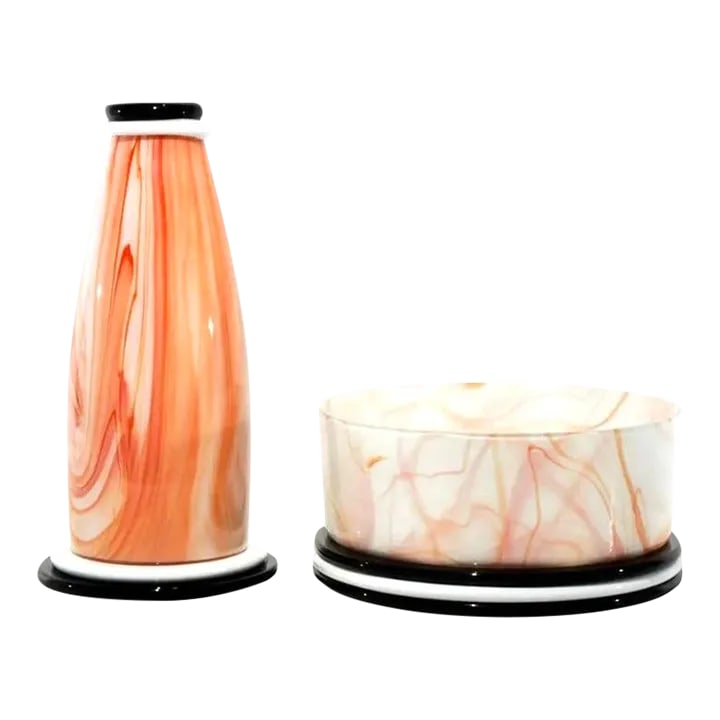 1980s Sergio Asti for Vistosi Sixties Collection Luigiona & Lingham Murano Glass Vases- Set of 2: Sergio Asti for Vistosi, Sixties collection, Luigiona and Lingham works. Both signed on bottoms and numbered 6 of 33 and 16 of 33 (respectively). Dimensions: 5" height x 10.5" diameter 14" height.
