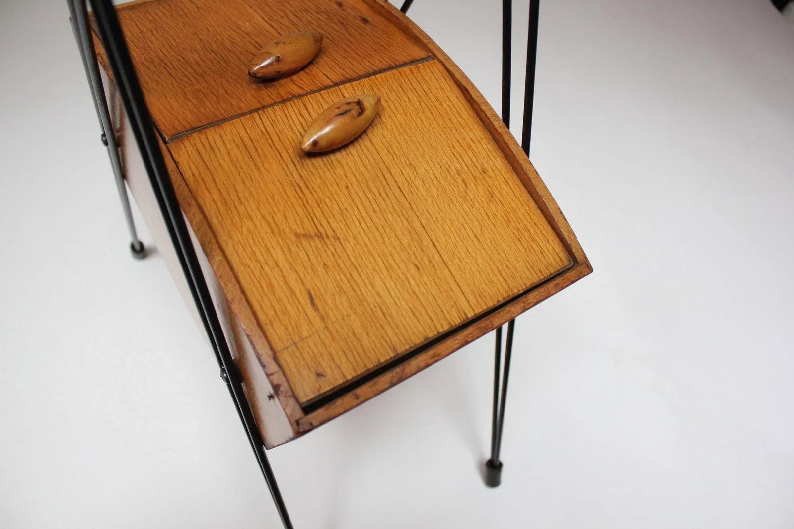Petite Mid-Century Italian Maple and Metal Sewing Box - 8