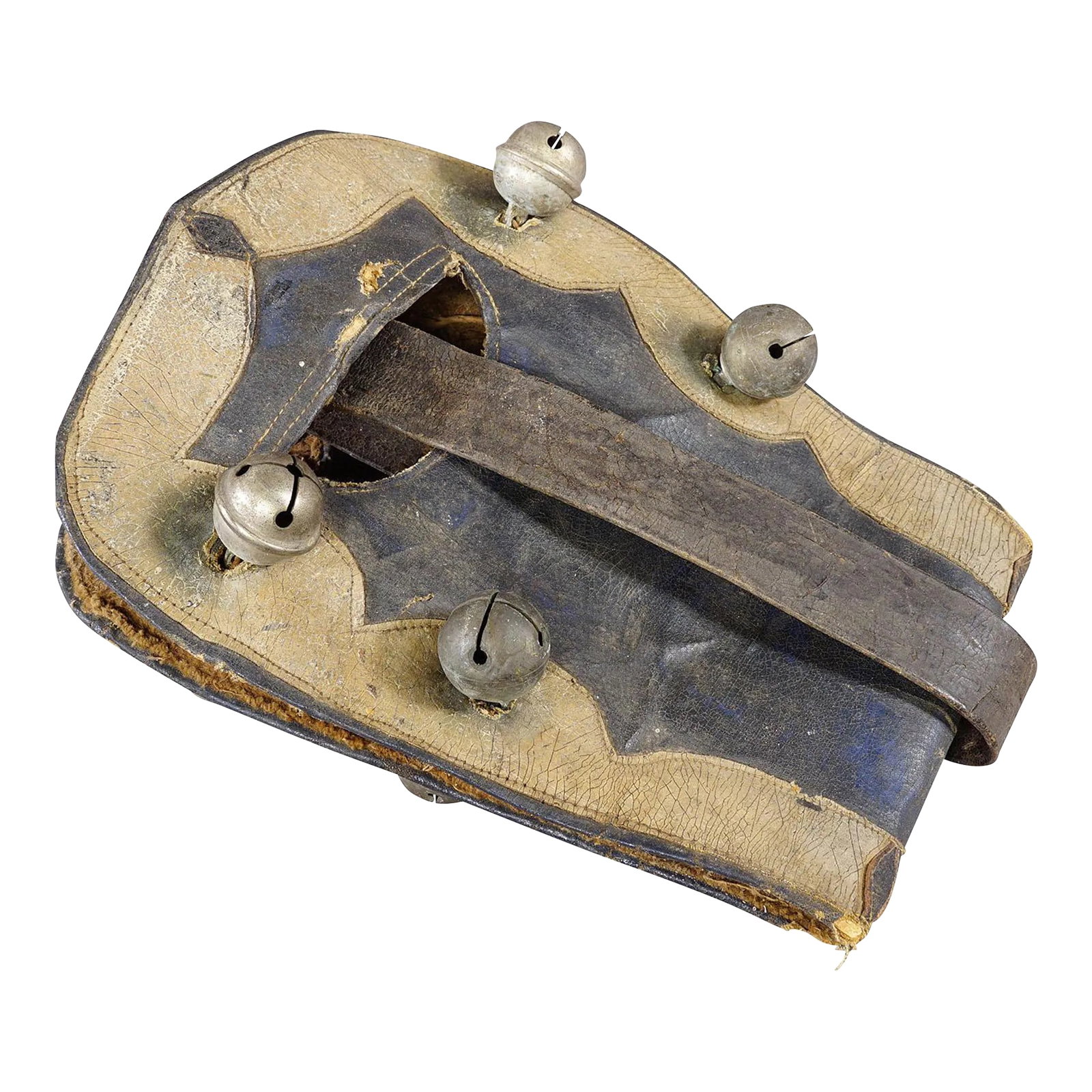 Antique Bell Belt With Eight Brass Bells, Tyrol Ca. 1900s: Antique Bell Belt with Eight Brass Bells, Tyrol ca. 1900s An antique bell belt with eight brass bells from the Tyrolian Alps ca. 1900s. Bell belts are used to locate goats or sheep in the pasture. The