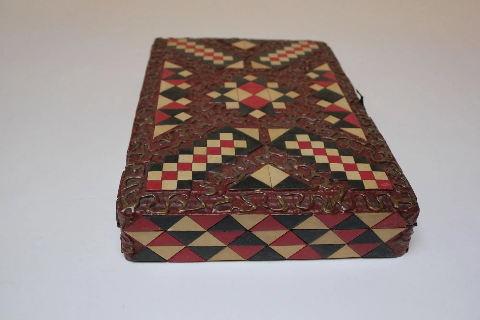 Vintage Italian Harlequin Decorative Hinged Box With Maritime Litho Lined Interior - 2