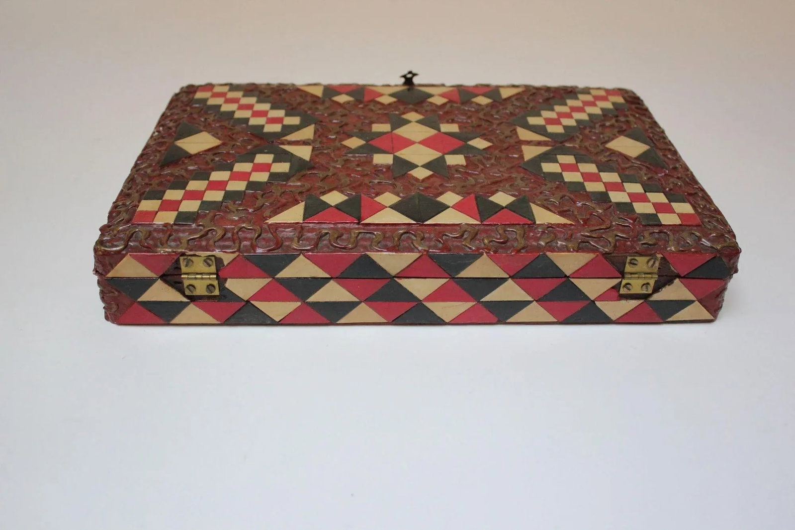Vintage Italian Harlequin Decorative Hinged Box With Maritime Litho Lined Interior - 4