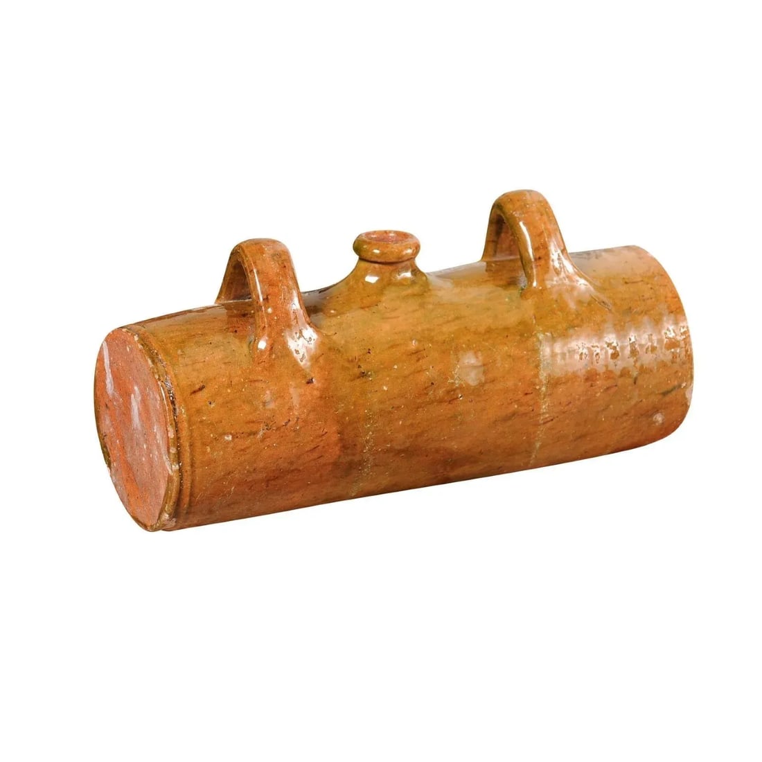 French Glazed Pottery Bouillotte Hot Water Bottle with Two Handles from Normandy - 5