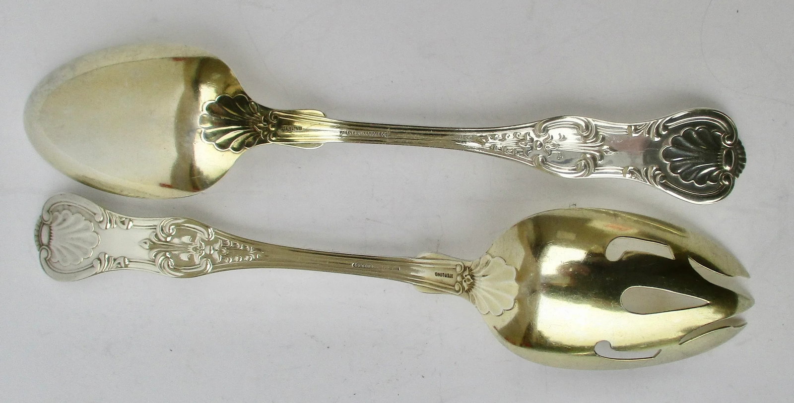 Bailey Banks & Biddle Gilt Sterling Salad Set Circa 1900 - a Set of 2 - 3