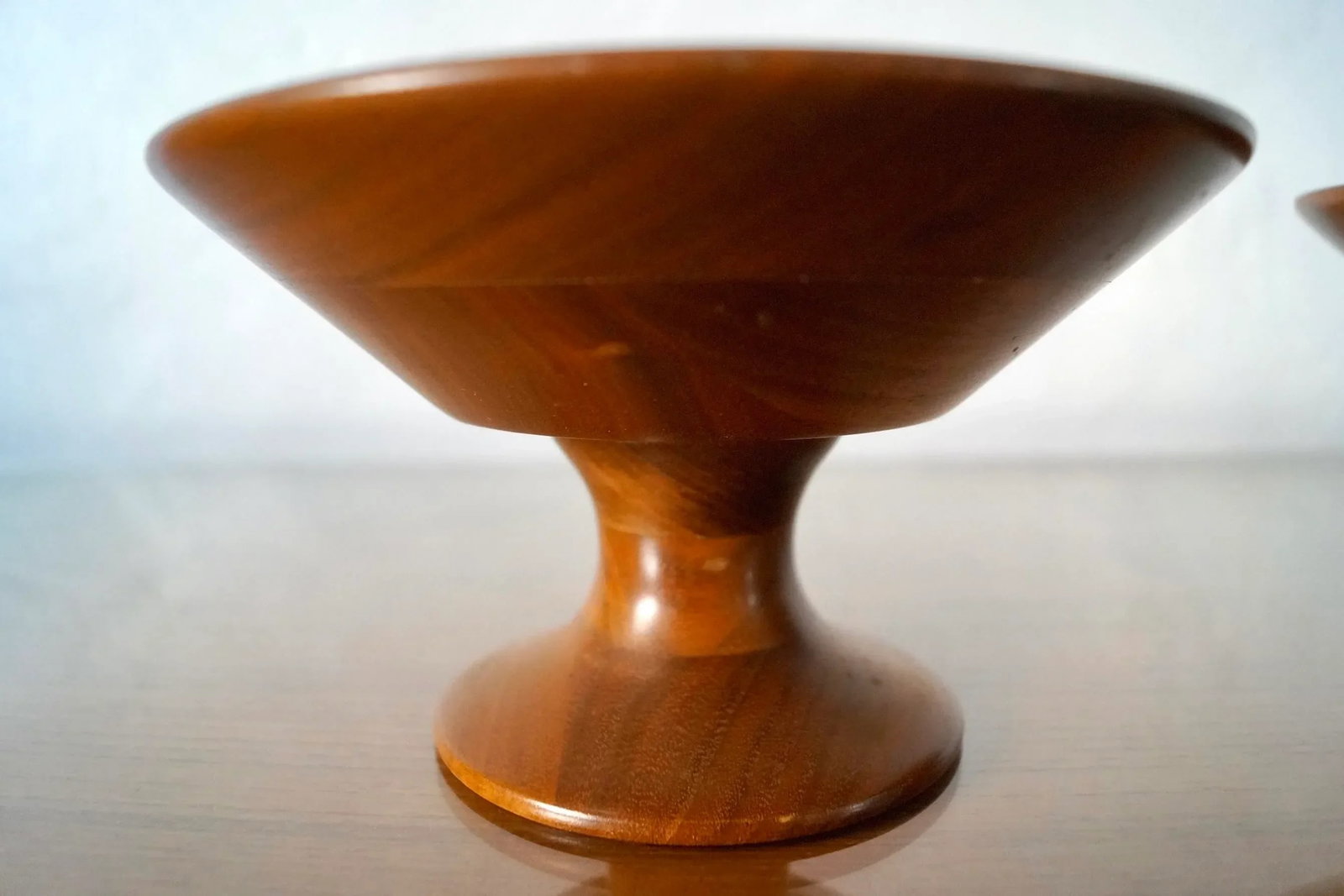 1950's Mid-Century Modern Sculpted Walnut Pedestal Bowls - a Pair - 9