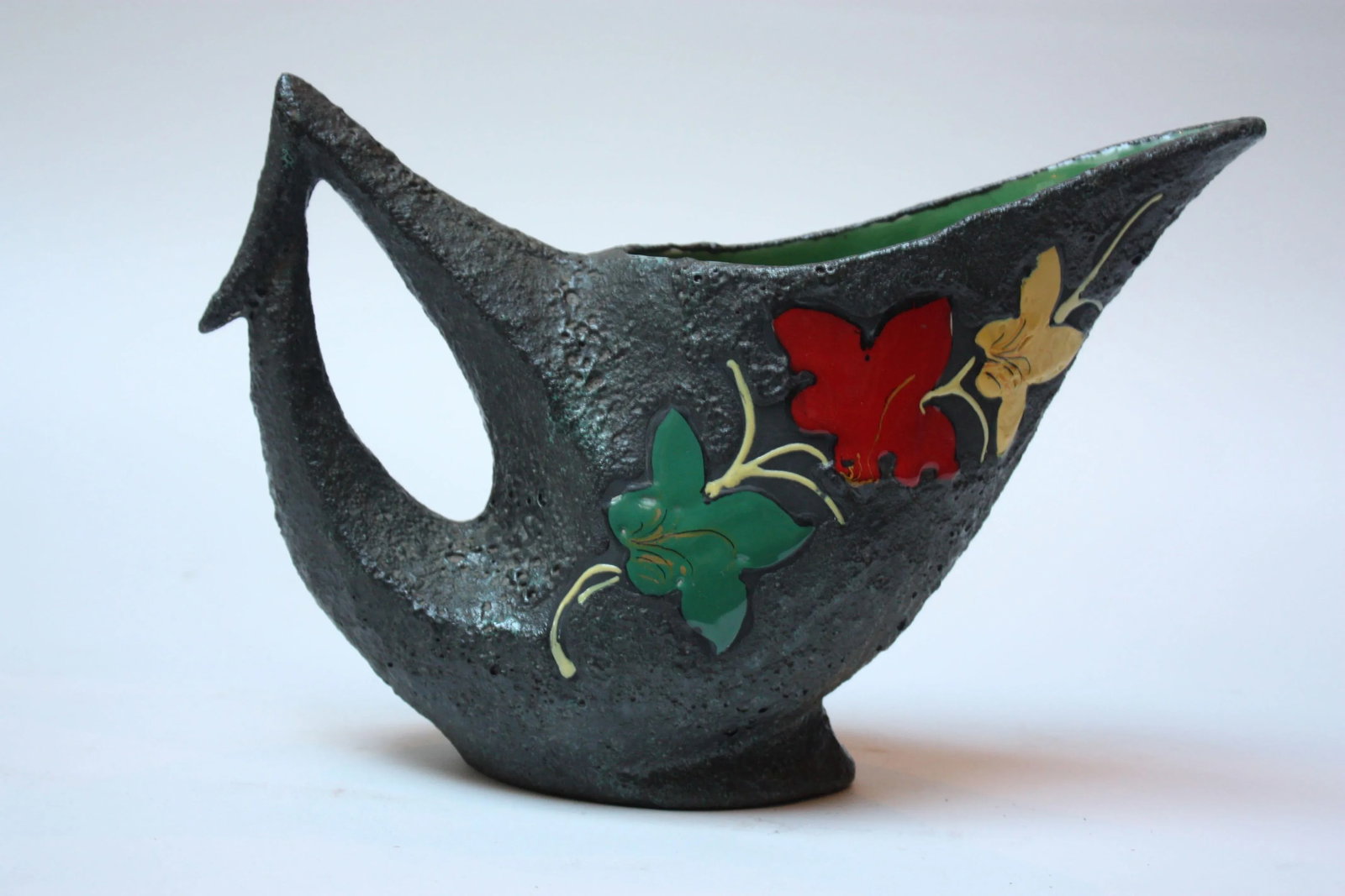 Mid Century Italian Modern San Marino Fat Lava Ceramic and Enamel Pitcher - 4