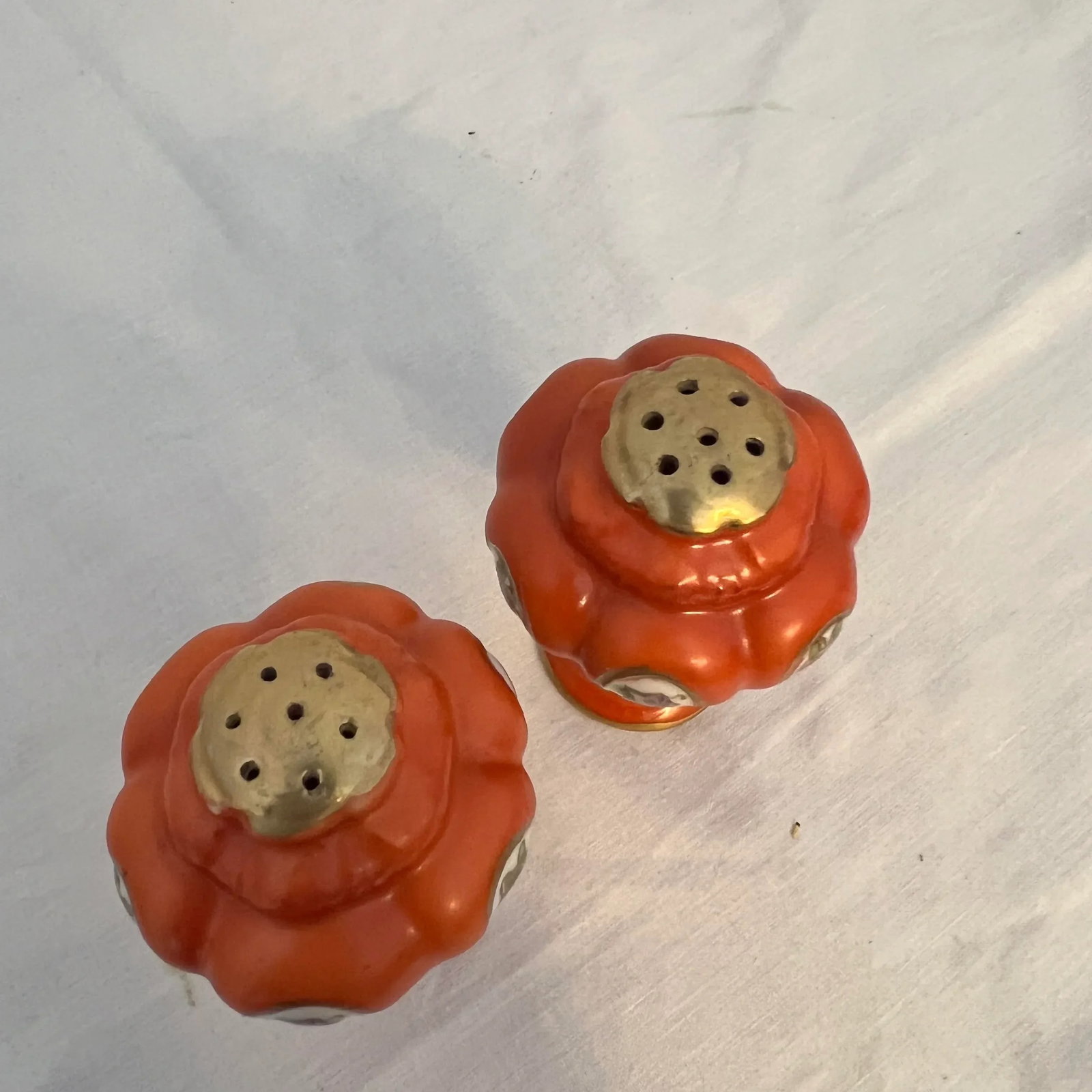 Mid Century Orange Topiary Shaped Salt and Pepper Shakers, Japan - a Pair - 8