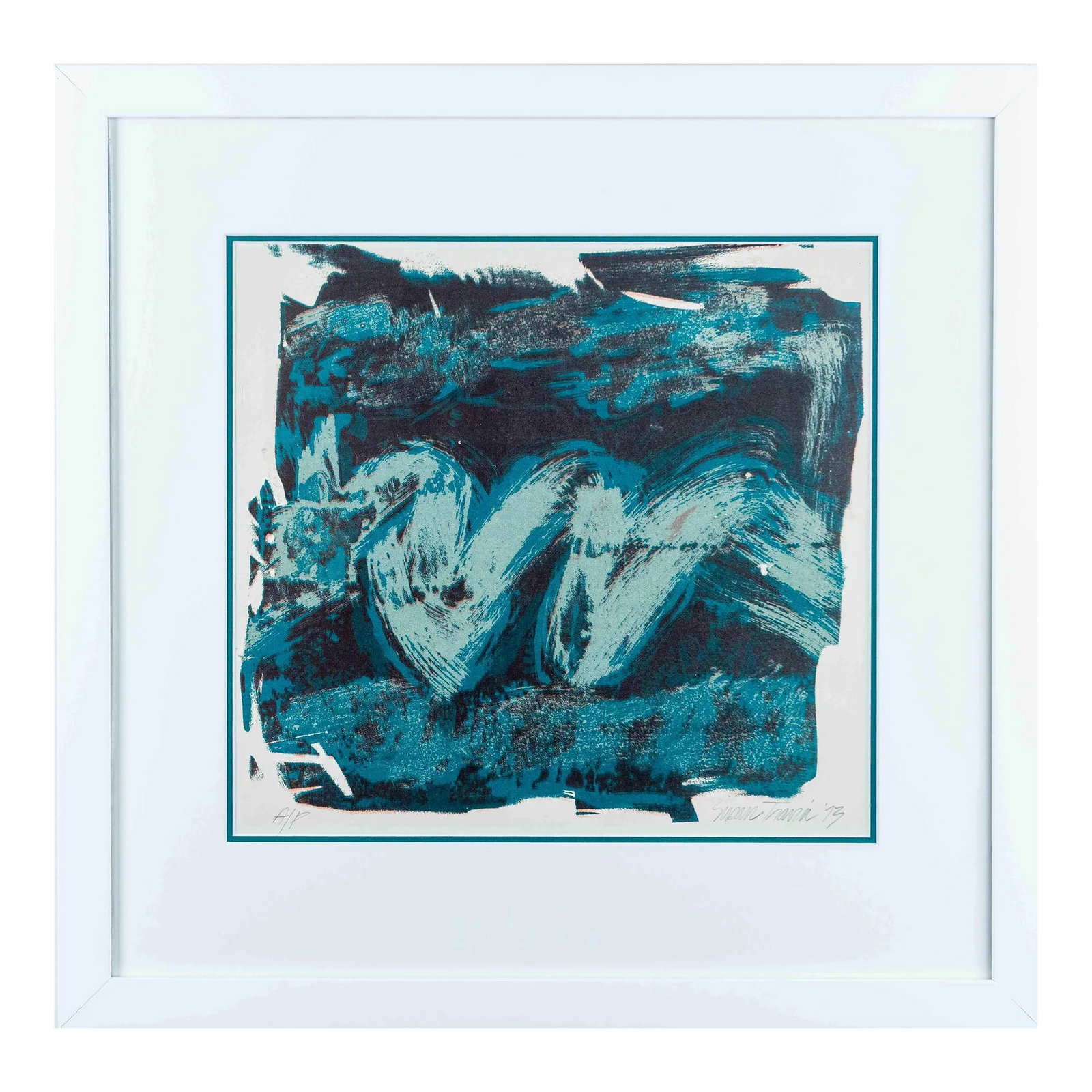 Framed 1970's Lithograph: The Stroke of A Brush Philadelphia, Pa. Some say a wave, I say a brushstroke or simply, strands of dynamic color.Â This tonal deep blue lithograph has stood the test of time; produced by a 