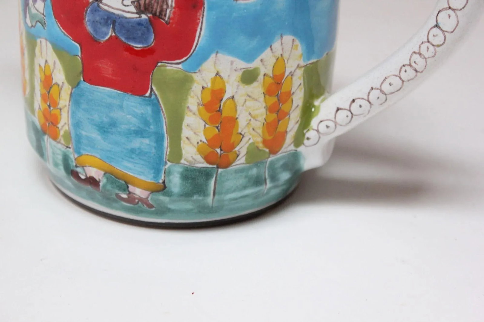 Vintage Hand Painted Italian Ceramic Ischia Landscape Scene With Figures Pitcher / Coffee Pot by Des - 10