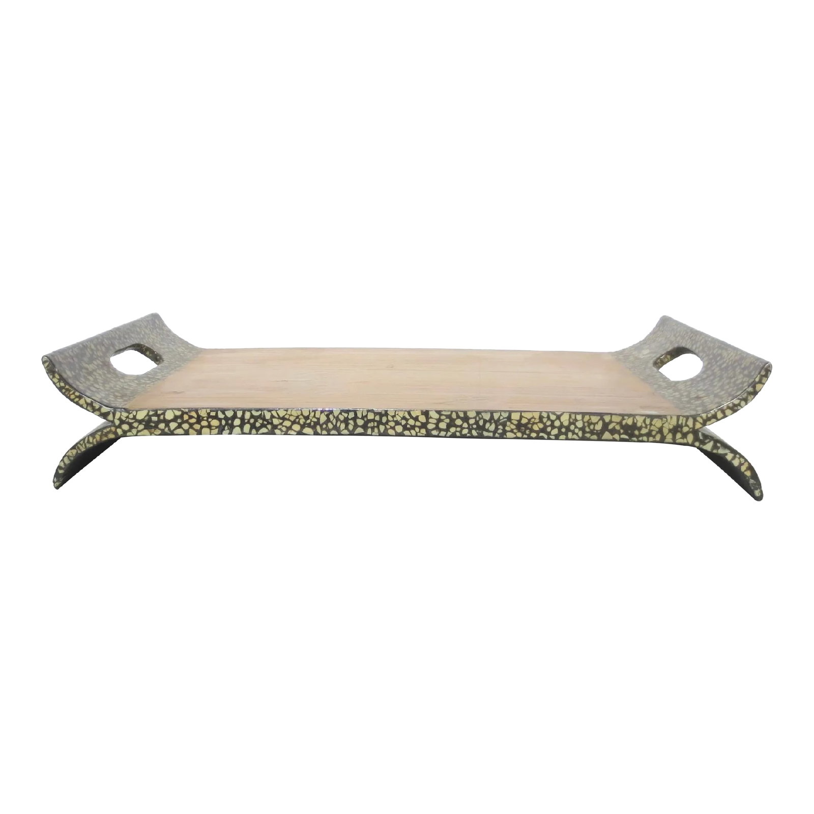 Vintage Chinese Bamboo Tray With Eggshell Lacquer: Vintage Chinese Bamboo Tray With Eggshell Lacquer. Smart and modern design with back-to- back trays of lacquered bamboo on one face and satin black on the opposite side. The edges in eggshell