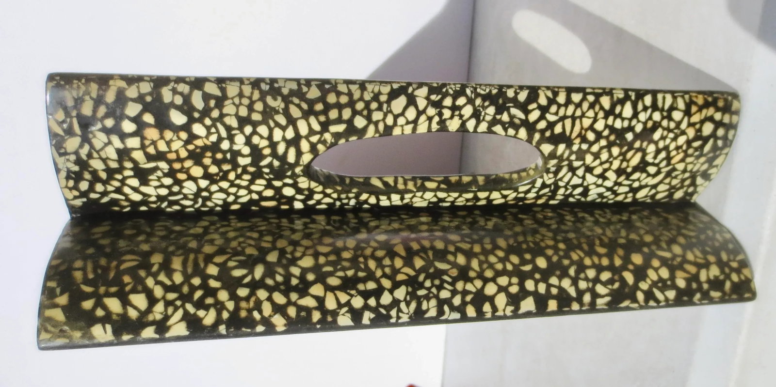 Vintage Chinese Bamboo Tray With Eggshell Lacquer - 4