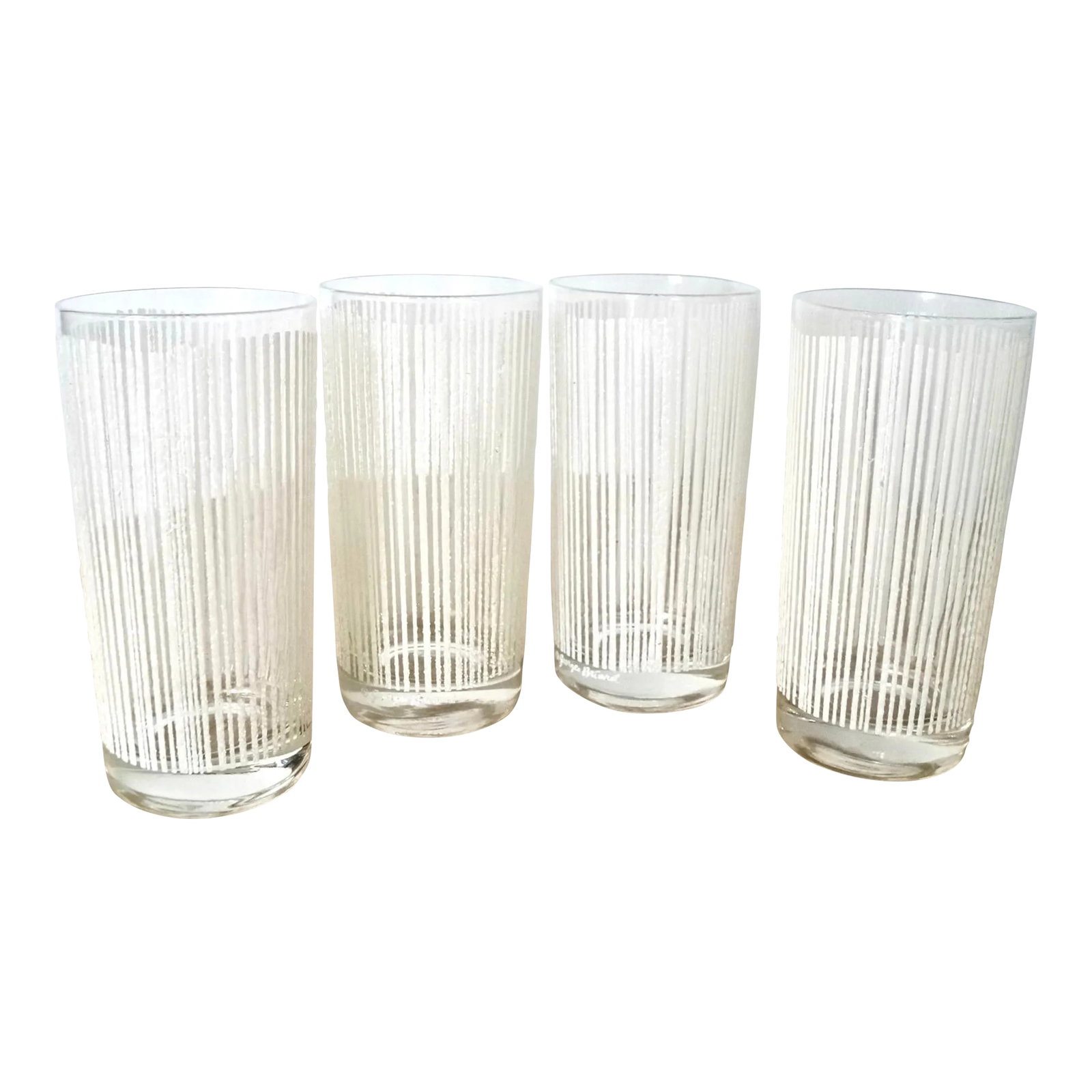 1960's Mid-Century Modern Georges Briard Highball Glasses Drinkware - Set of 4: Set of 4 Midcentury Modern glasses for sale. Manufactured by Georges Briard, and are signed. This is from the Icicle collection, and are rare. They're all in excellent condition with no chips. and