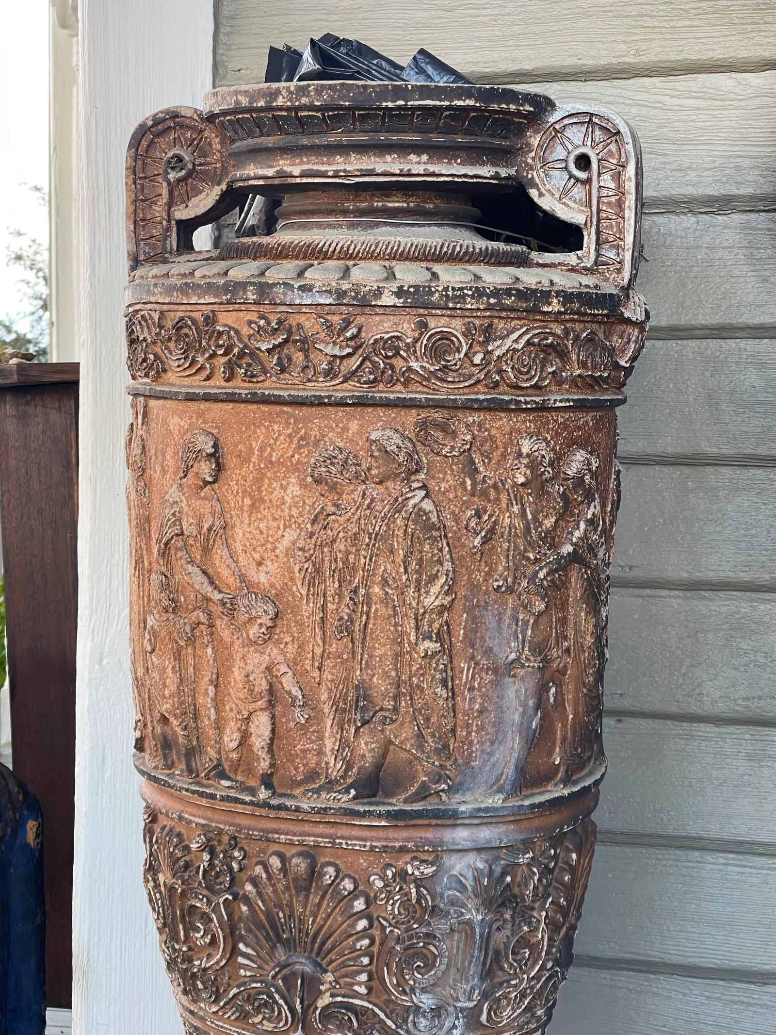 Pair Late 19th Century Monumental Neoclassical Amphora Garden Urns - Set of 2 - 11