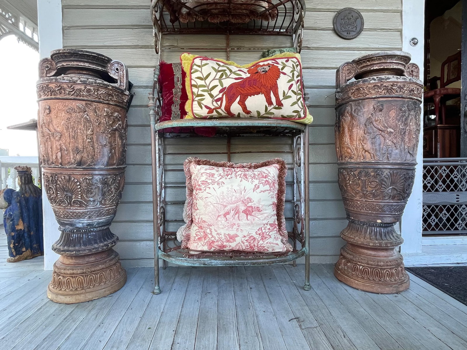 Pair Late 19th Century Monumental Neoclassical Amphora Garden Urns - Set of 2 - 9