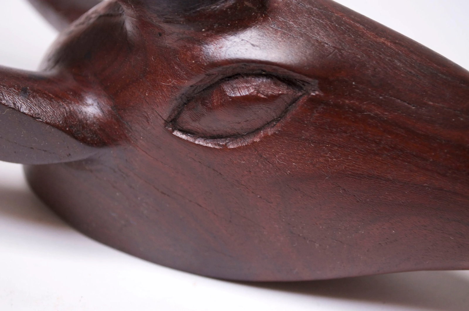 Wall-Mounted Hand-Carved Wooden Antelope Head - 7
