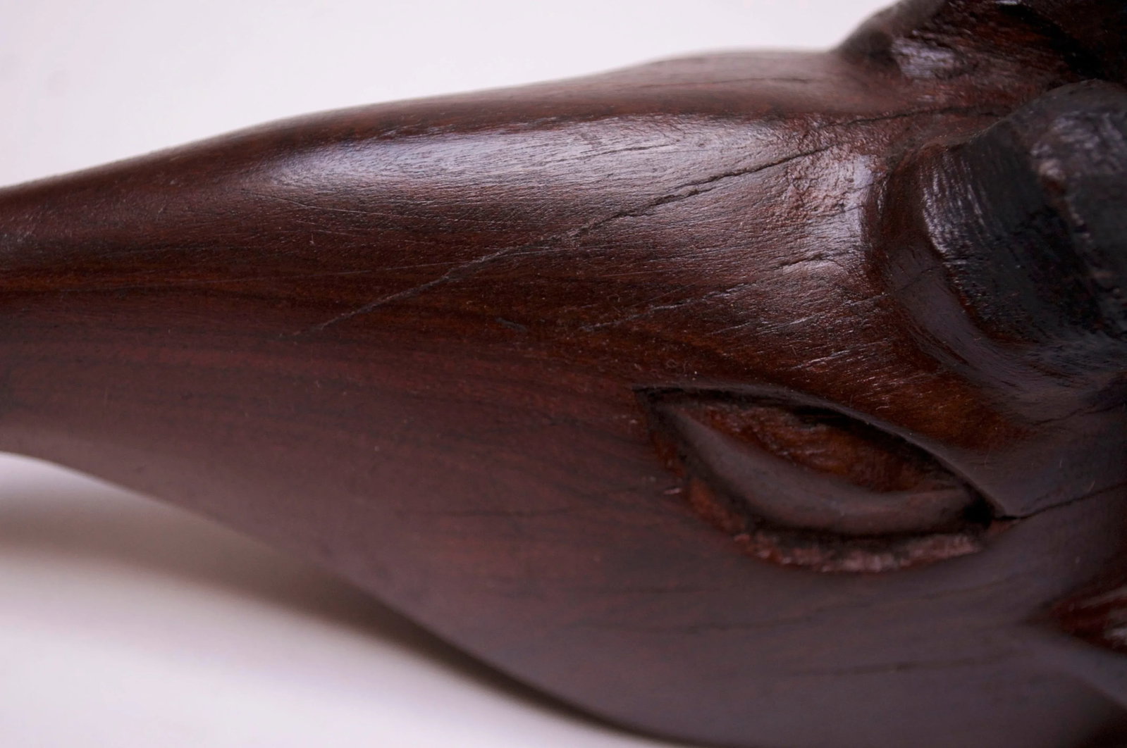 Wall-Mounted Hand-Carved Wooden Antelope Head - 8