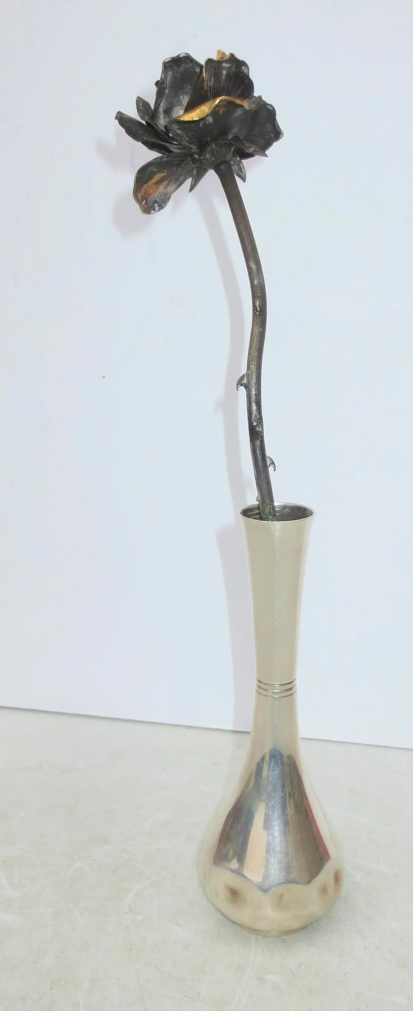 Tiffany & Co. Sterling Silver Bud Vase W Sterling Rose Circa 60's - 5