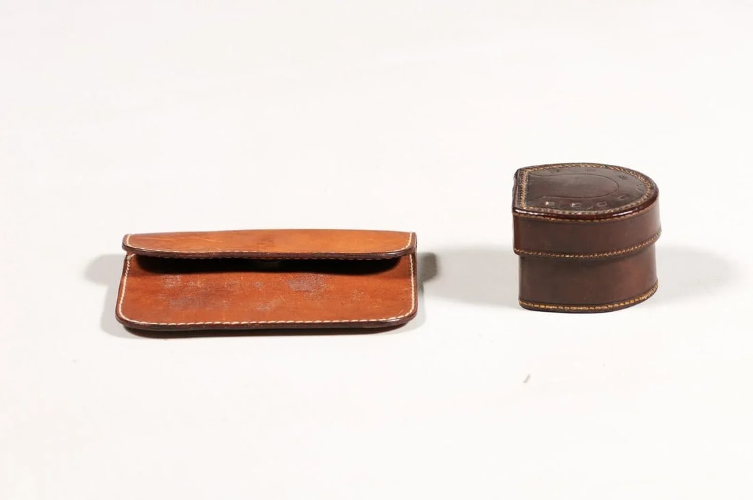 English Victorian Period 19th Century Brown Leather Case with Button Box - A Pair - 8