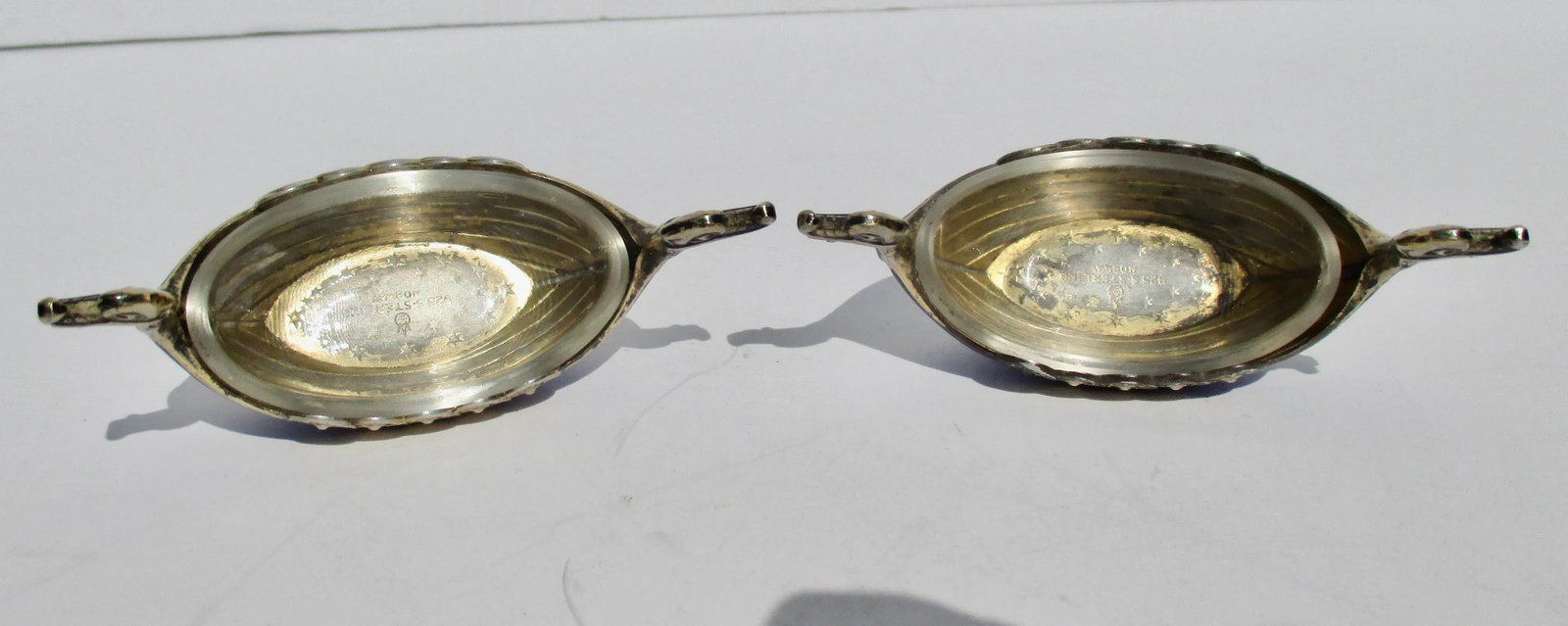 Sterling and Cobalt Norwegian Salt Cellars - a Pair of 2 - 3