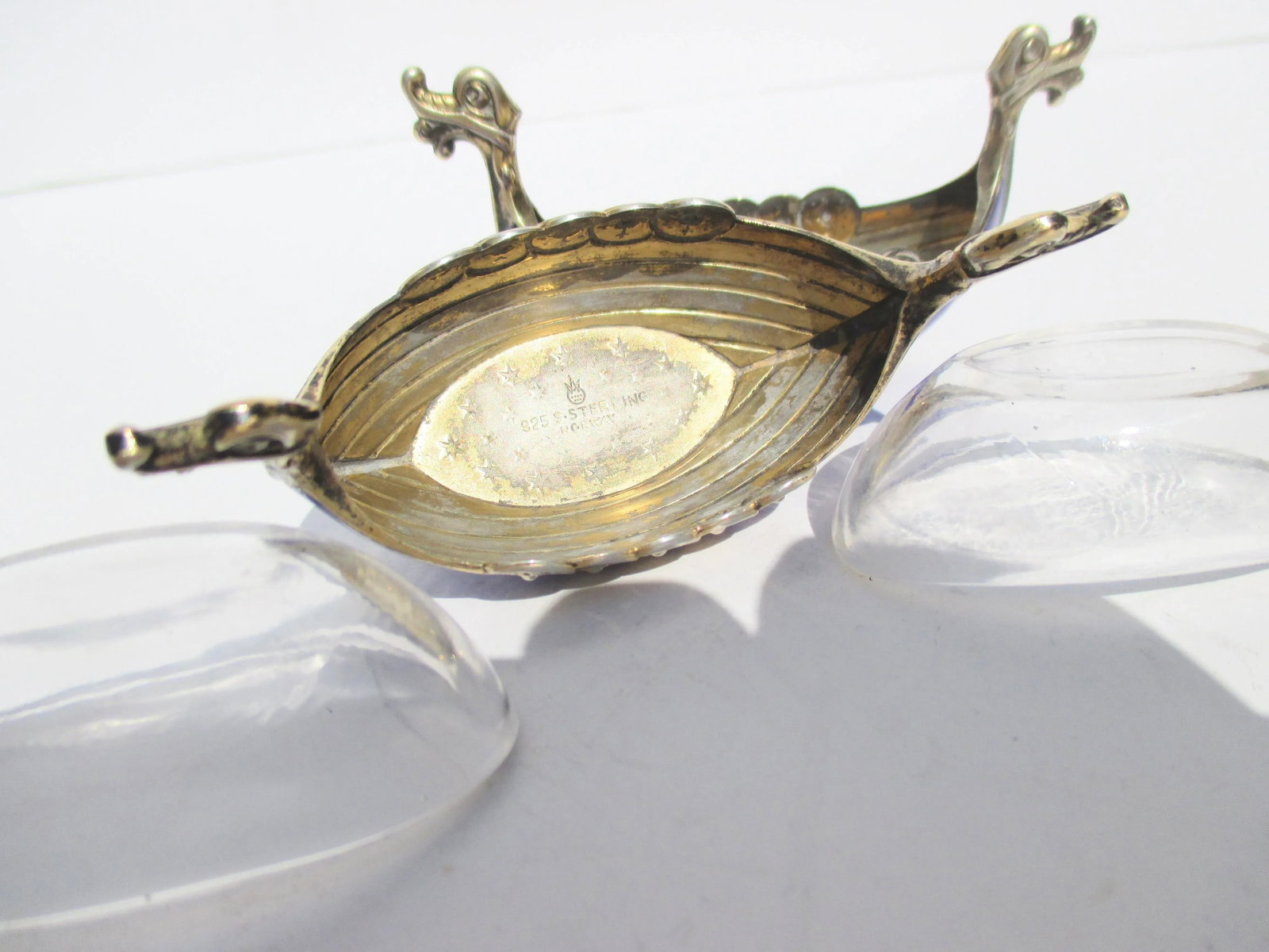 Sterling and Cobalt Norwegian Salt Cellars - a Pair of 2 - 5