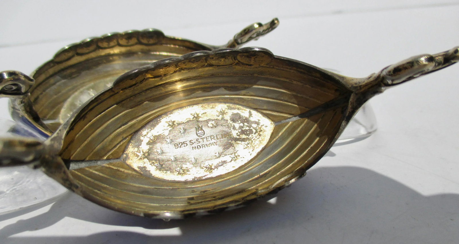 Sterling and Cobalt Norwegian Salt Cellars - a Pair of 2 - 7