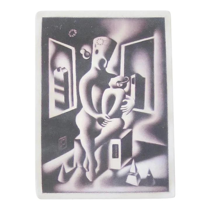 Mark Kostabi Mezzotint Etching, Oedipus 1989: Hors Concours edition of 5, printed in the first prints of the edition. This image is 3/5. Oedipus with his mother in the style of Kostabi, a widely known style and artist from the late 20th. The size