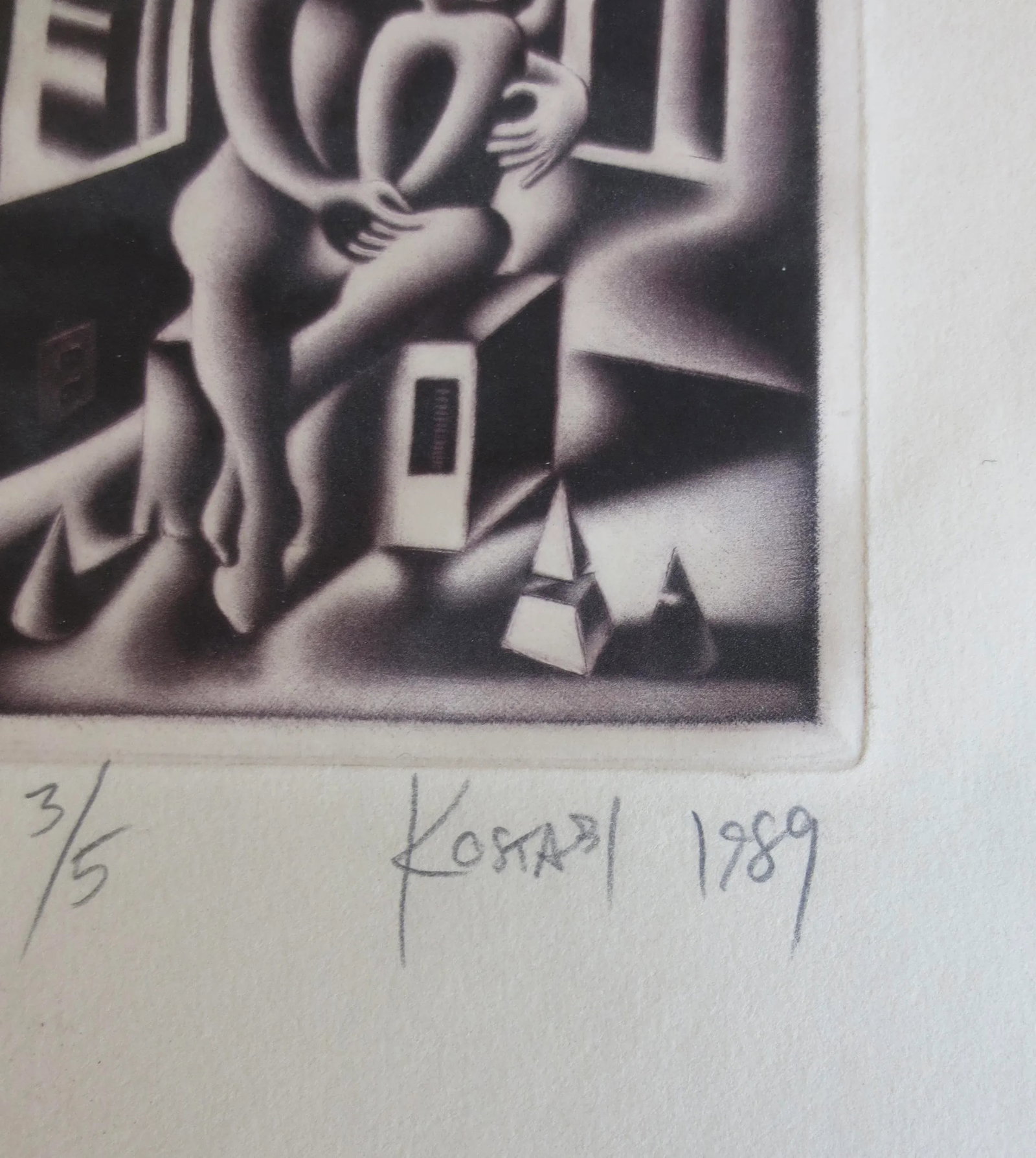 Mark Kostabi Mezzotint Etching, Oedipus 1989 - 3