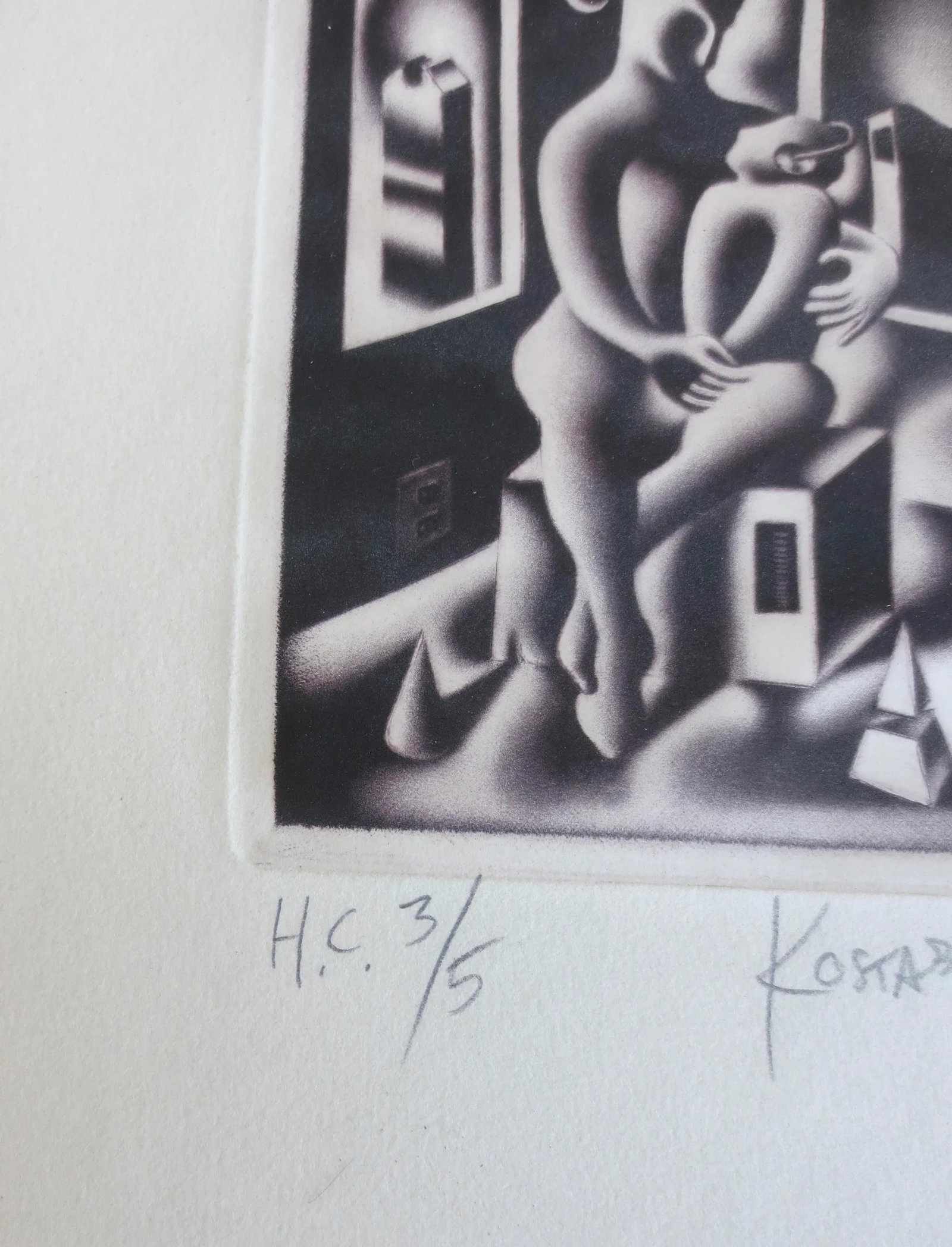 Mark Kostabi Mezzotint Etching, Oedipus 1989 - 4