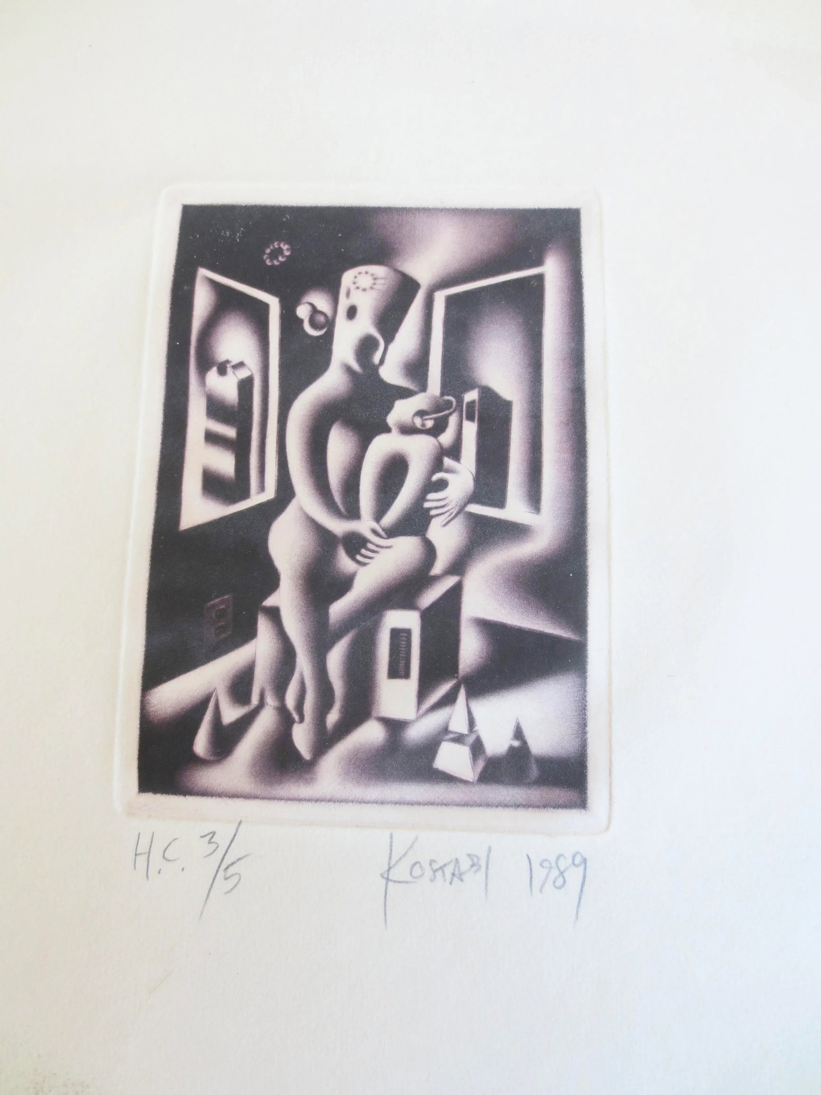 Mark Kostabi Mezzotint Etching, Oedipus 1989 - 5