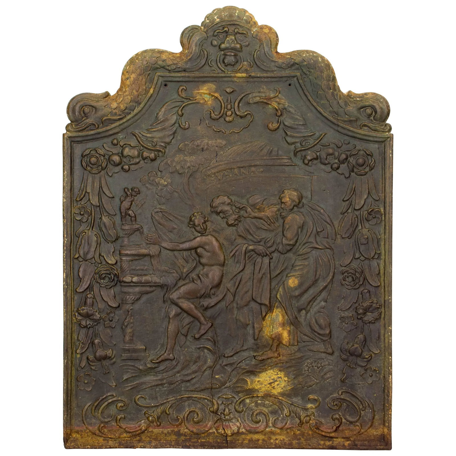 18th Century French Cast Iron Fireback Bas Relief - 8