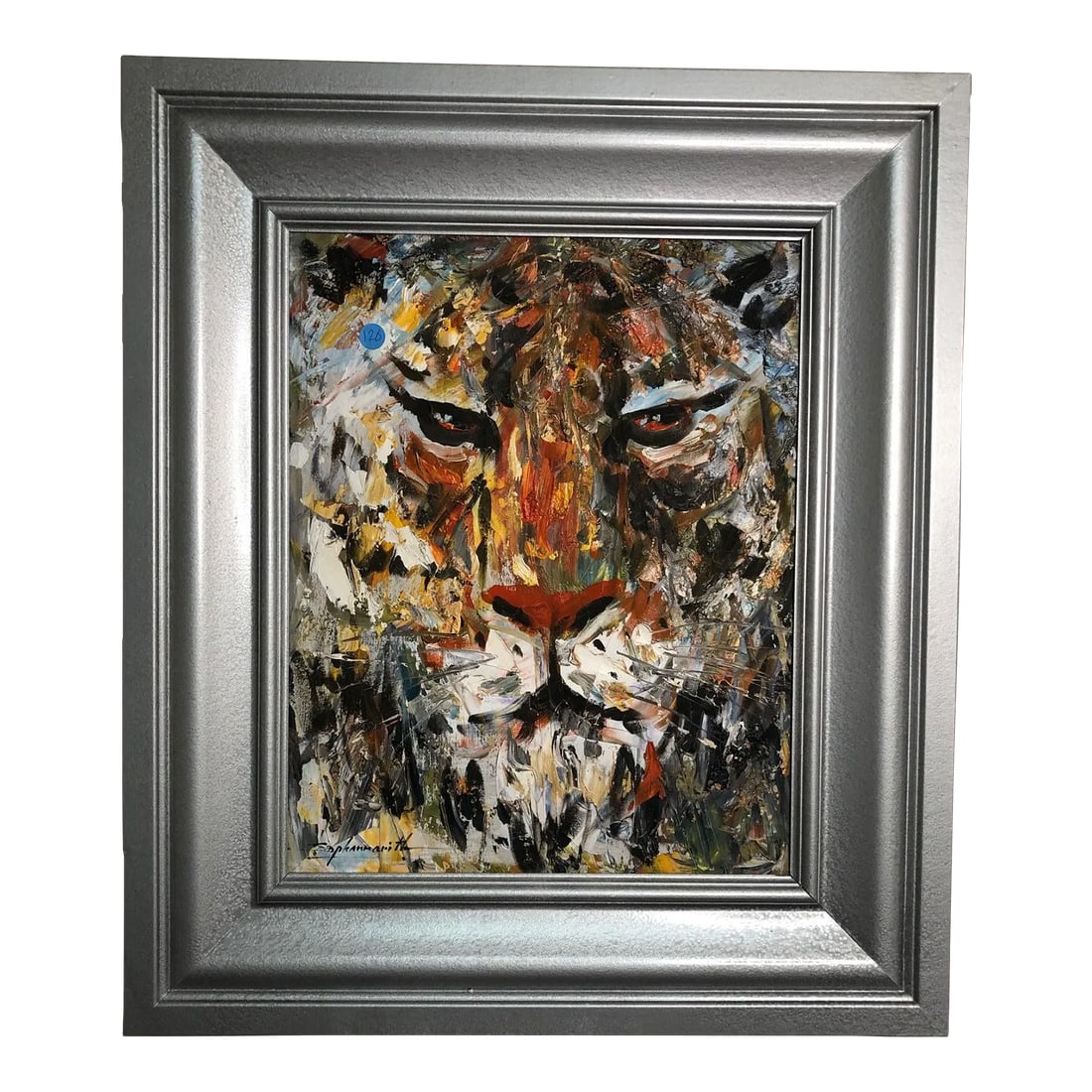 The Tiger Abstract Oil on Canvas Signed on the Bottom Thu Sophannarith (Cambodian, 1960): The Tiger – Abstract Oil on Canvas by Thu Sophannarith (Cambodian, 1960), Signed This dynamic and expressive abstract oil painting titled The Tiger is an original work by Cambodian artist Thu