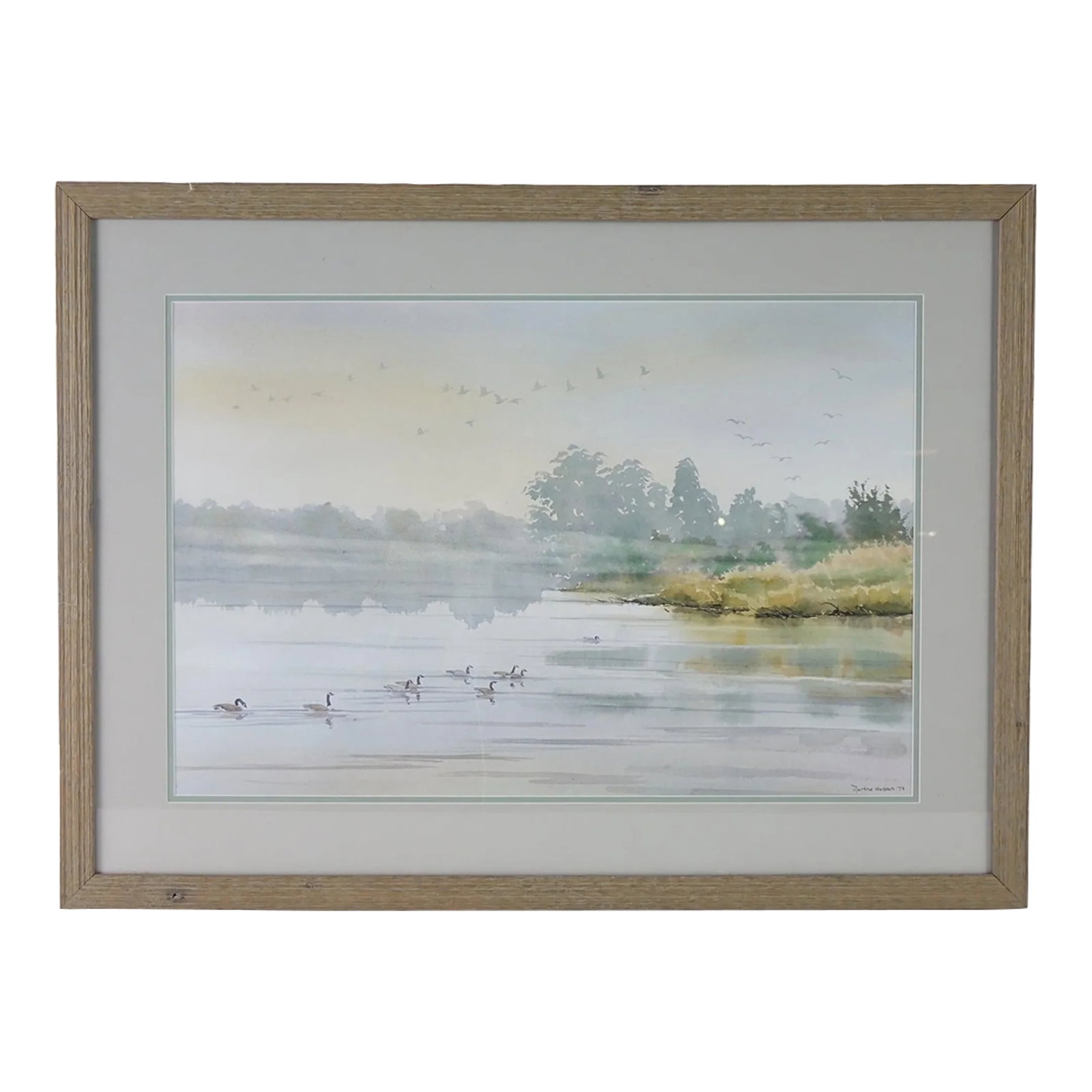 Landscape 1979 Original Watercolor on Paper Signed: Landscape 1979 Original Watercolor on Paper - Signed This serene original watercolor painting, created in 1979, captures the tranquil beauty of a natural landscape. Expertly rendered on paper, the art
