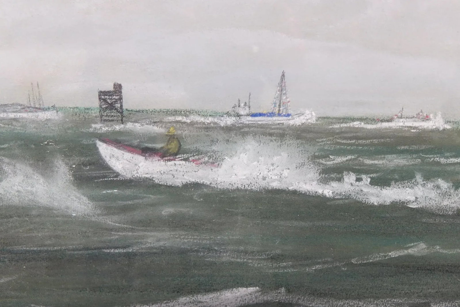 Racing the Storm - Watercolor Painting 1970 Signed on the Bottom, Framed - 4
