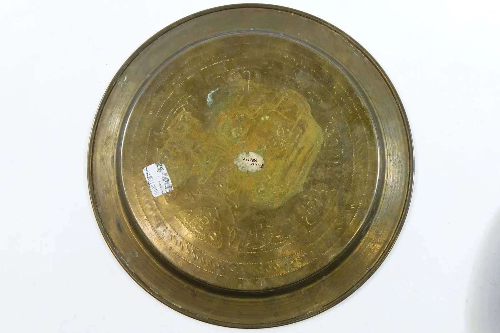 Mid 20th Century Middle Eastern Brass Copper and Silver Tray - 4