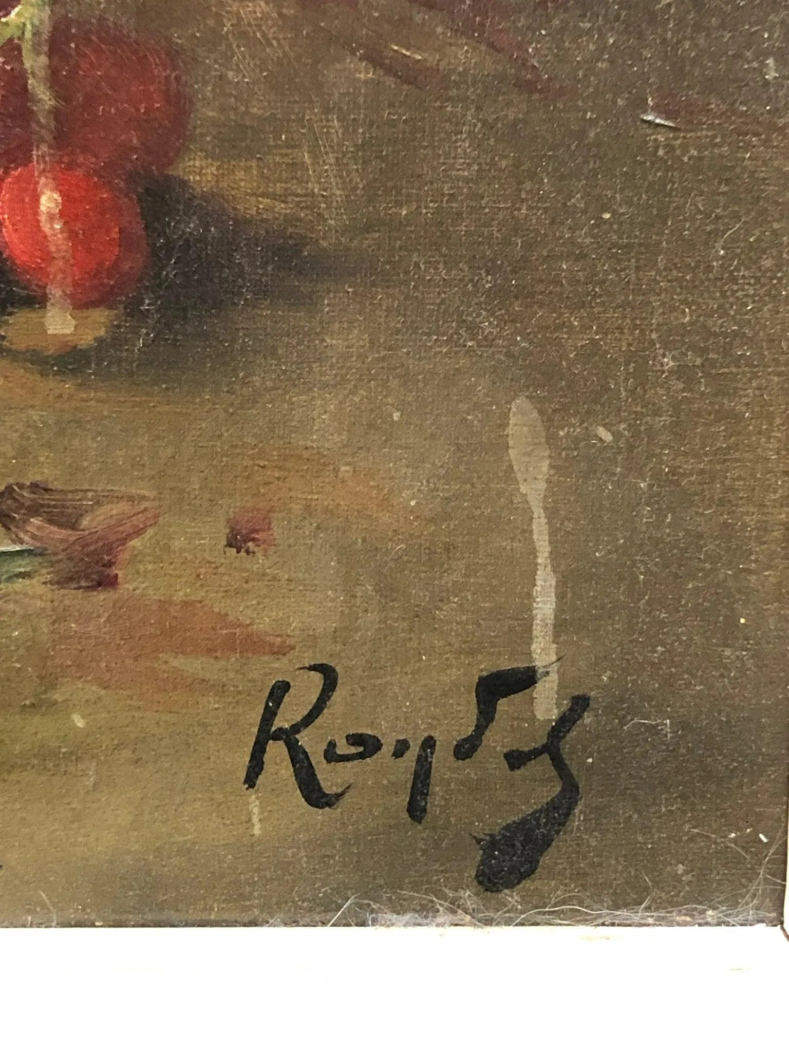 18th Century Still Life Oil Painting on Canvas Signed on the Bottom, Framed - 3