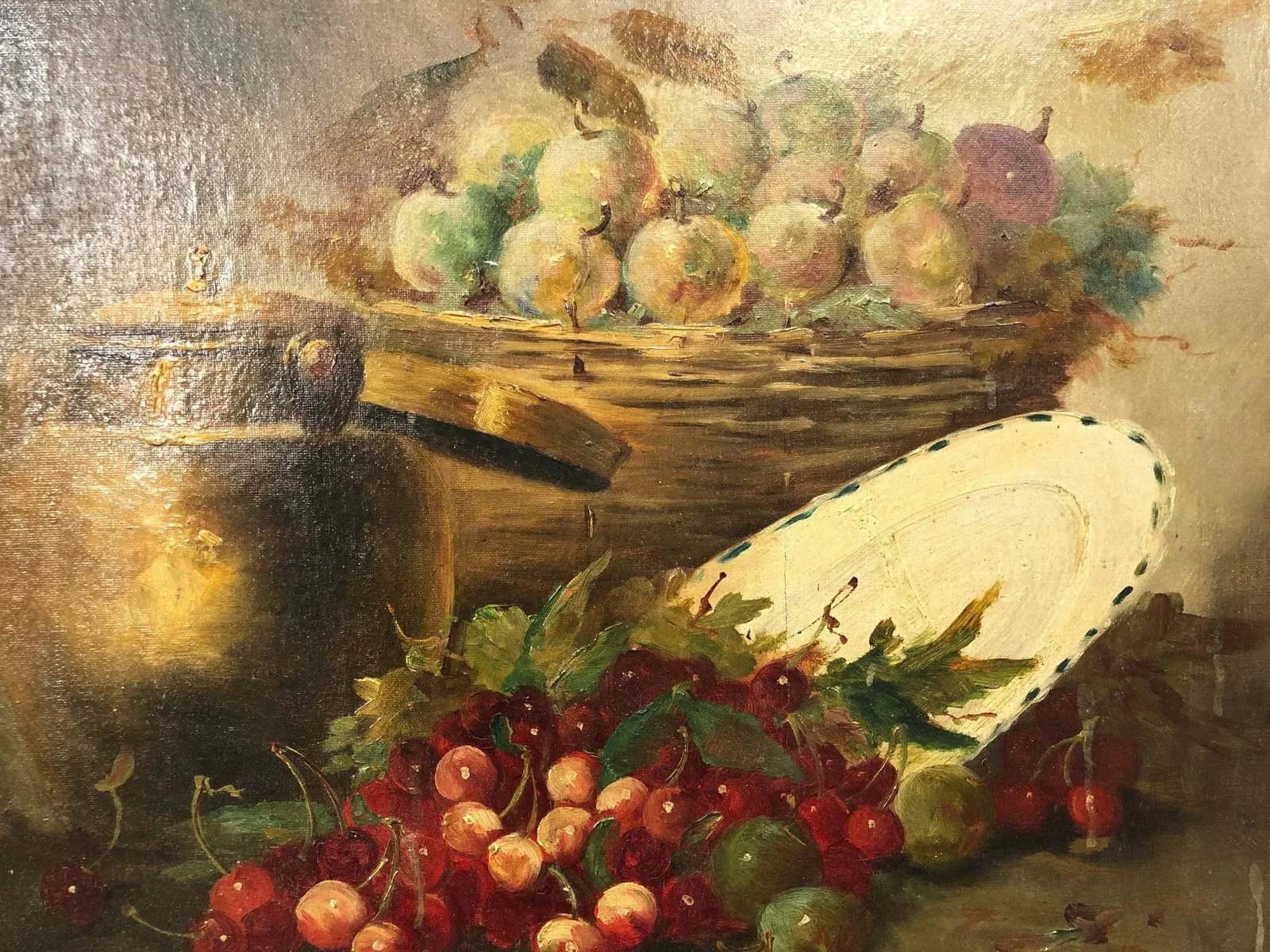 18th Century Still Life Oil Painting on Canvas Signed on the Bottom, Framed - 4