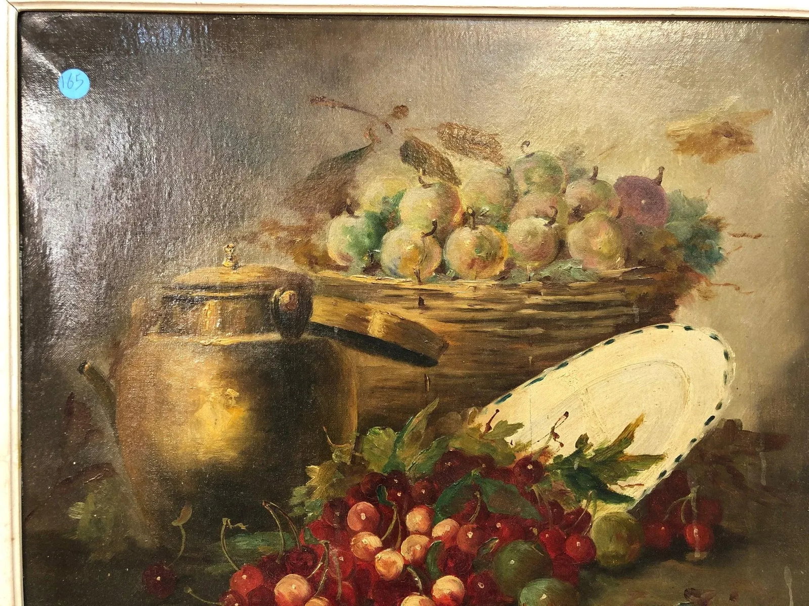 18th Century Still Life Oil Painting on Canvas Signed on the Bottom, Framed - 5