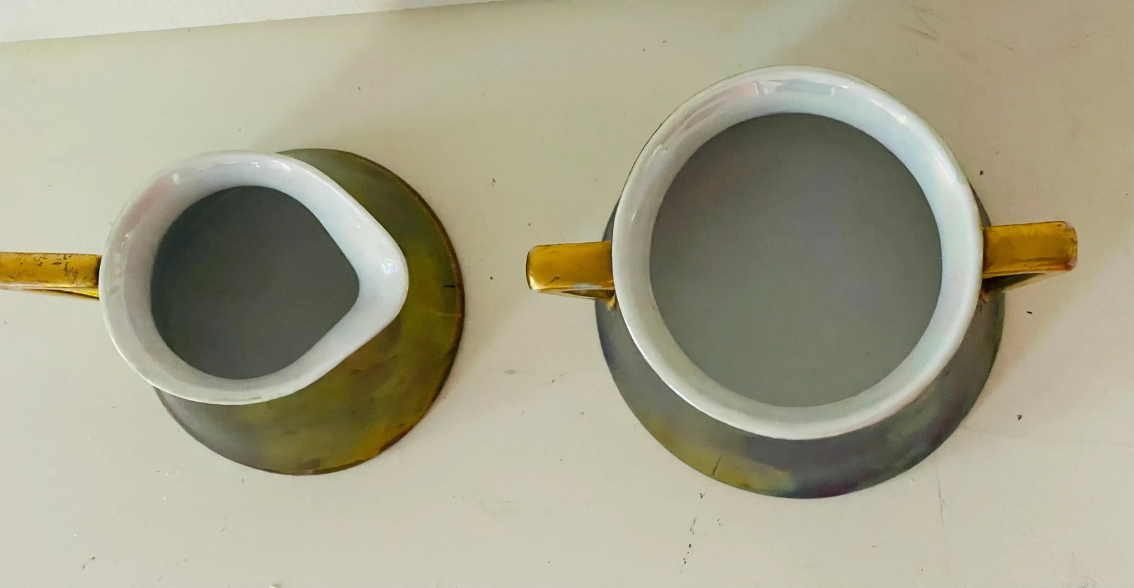 Austrian Art Nouveau Loetz Irridescent Porcelain Creamer & Sugar Bowl - 4