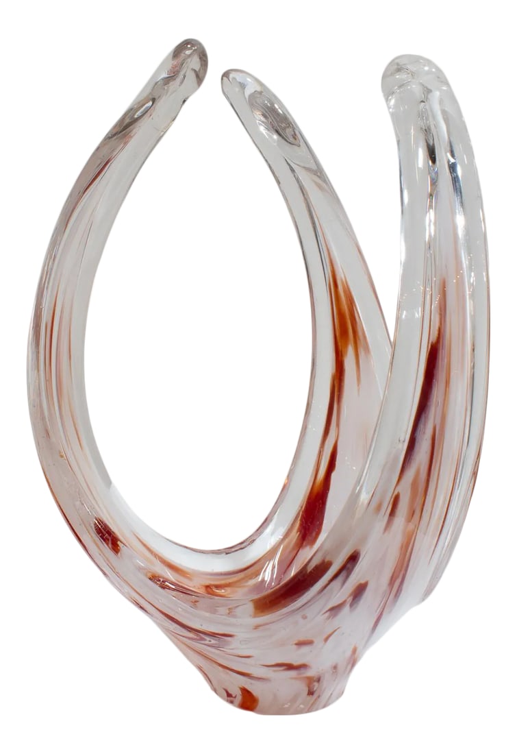 Vintage Mid-Century Italian Modern Murano Sommerso Art Glass Sculpture C. 1960: Striking abstract glass sculpture - a beautiful example of the Sommerso (submerged) technique, famously developed on the island of Murano, Italy during the Mid-Century Modern era (c. 1960s) -
