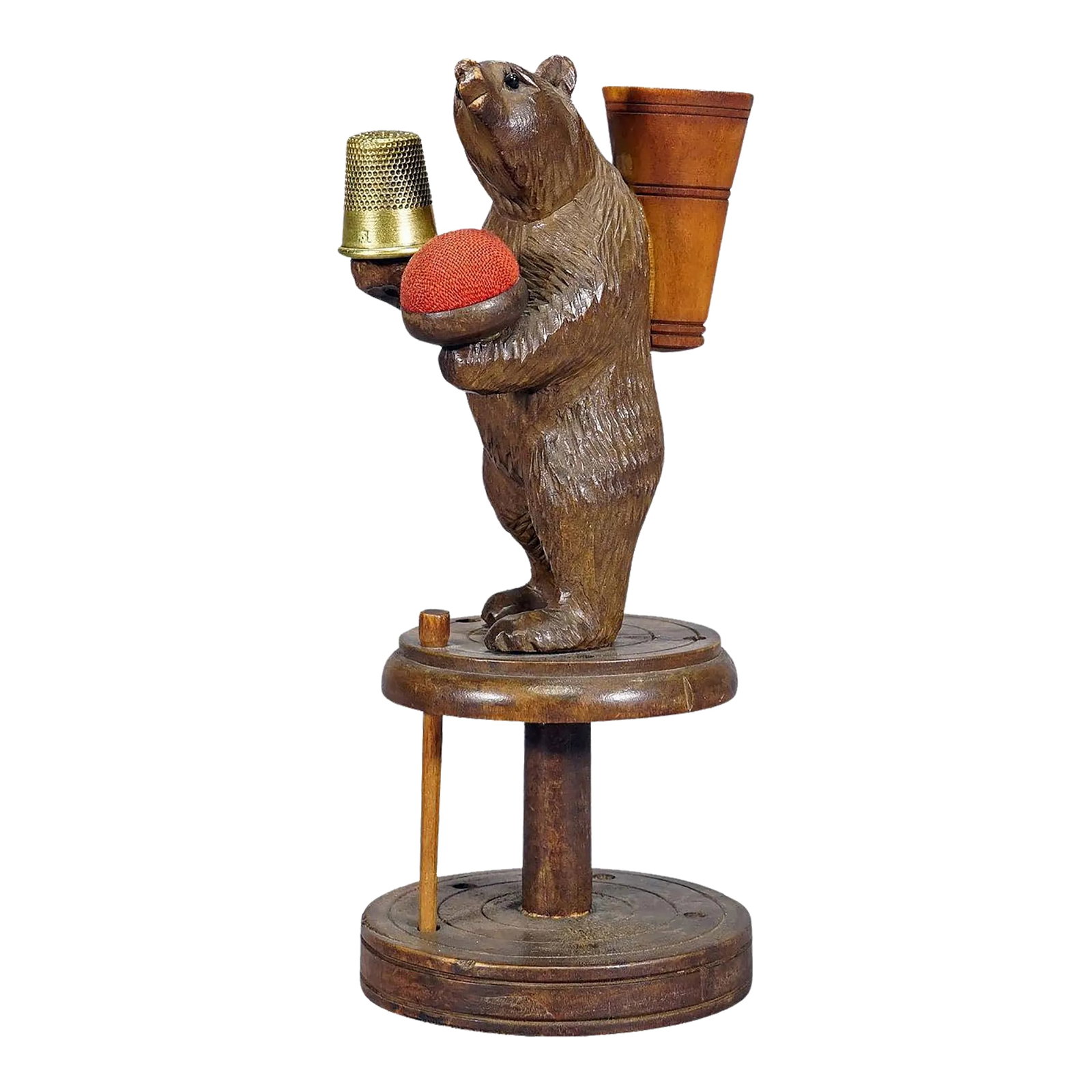 A Lovely Carved Black Forest Bear for Sewing Utensils, Pierre Michel, Brienz (1 of 9)
