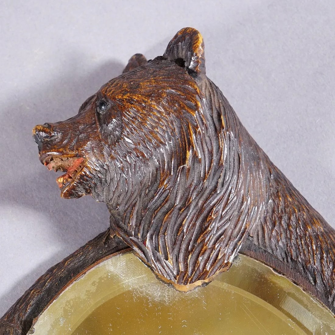 Antique Victorian Vanity Mirror With Bear, Black Forest Ca. 1900 - 3
