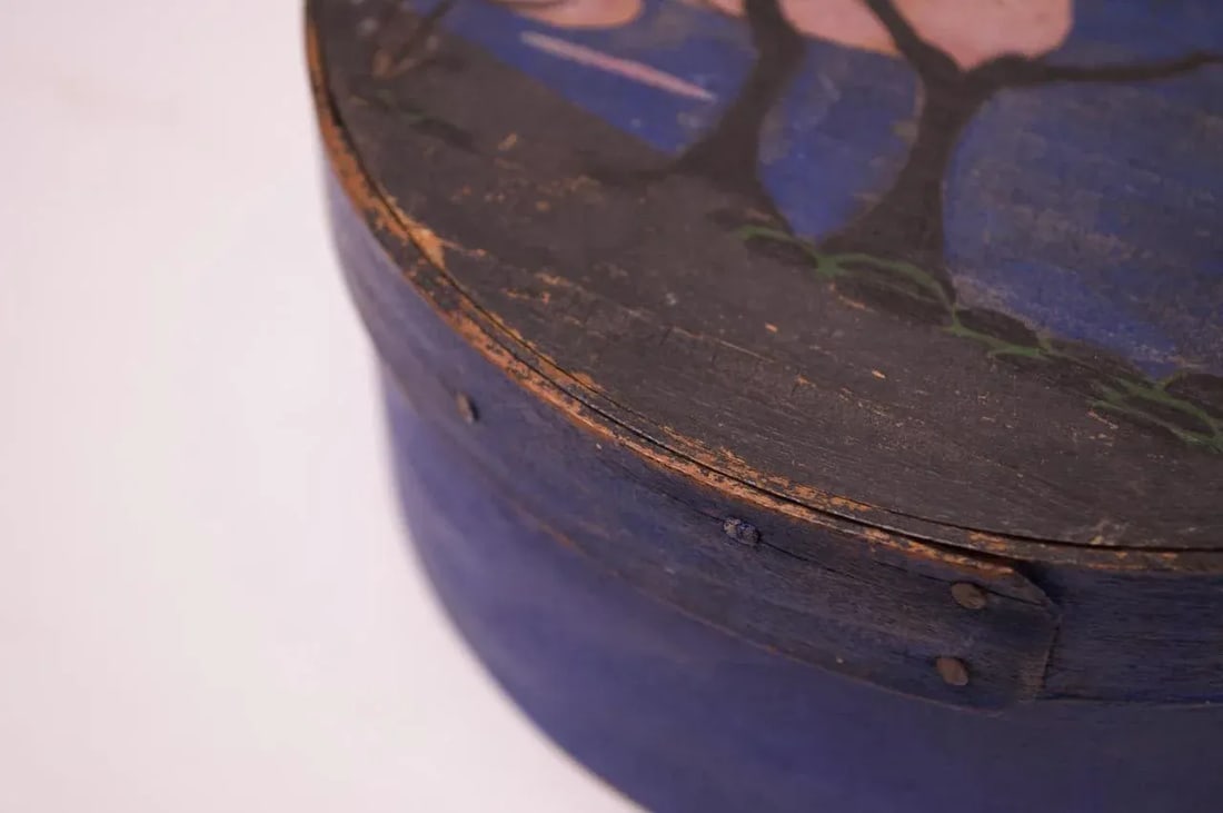 Early 20th Century Americana Pantry Box in Indigo With Tree Motif - 8